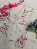 BEIGE TWILL THREADWORK UNSTITCHED SUIT