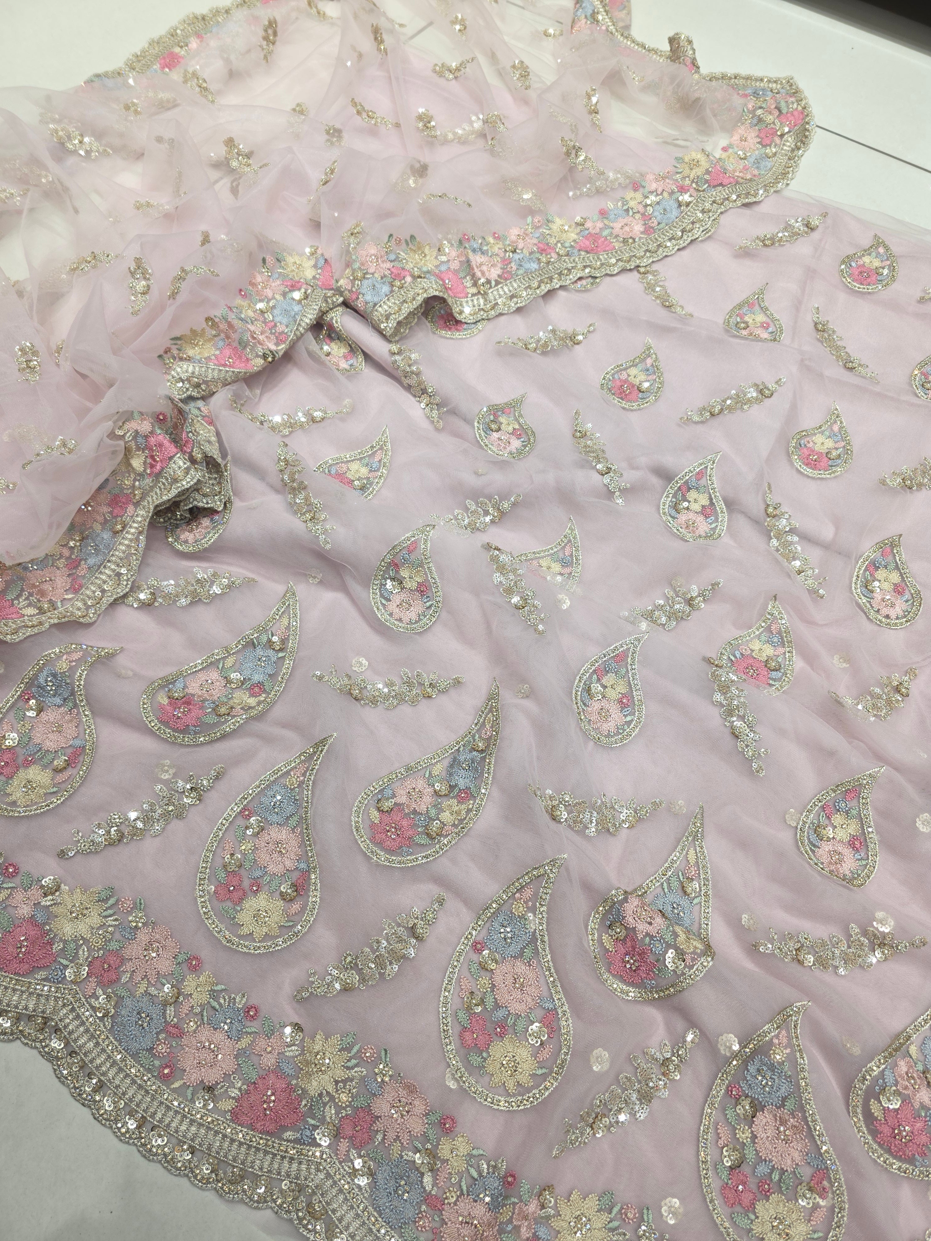 NET FABRIC EMBROIDERED SHIRT WITH DUPPATTA