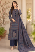 NAVY PRINTED MUSLIN PLAZZO SUIT