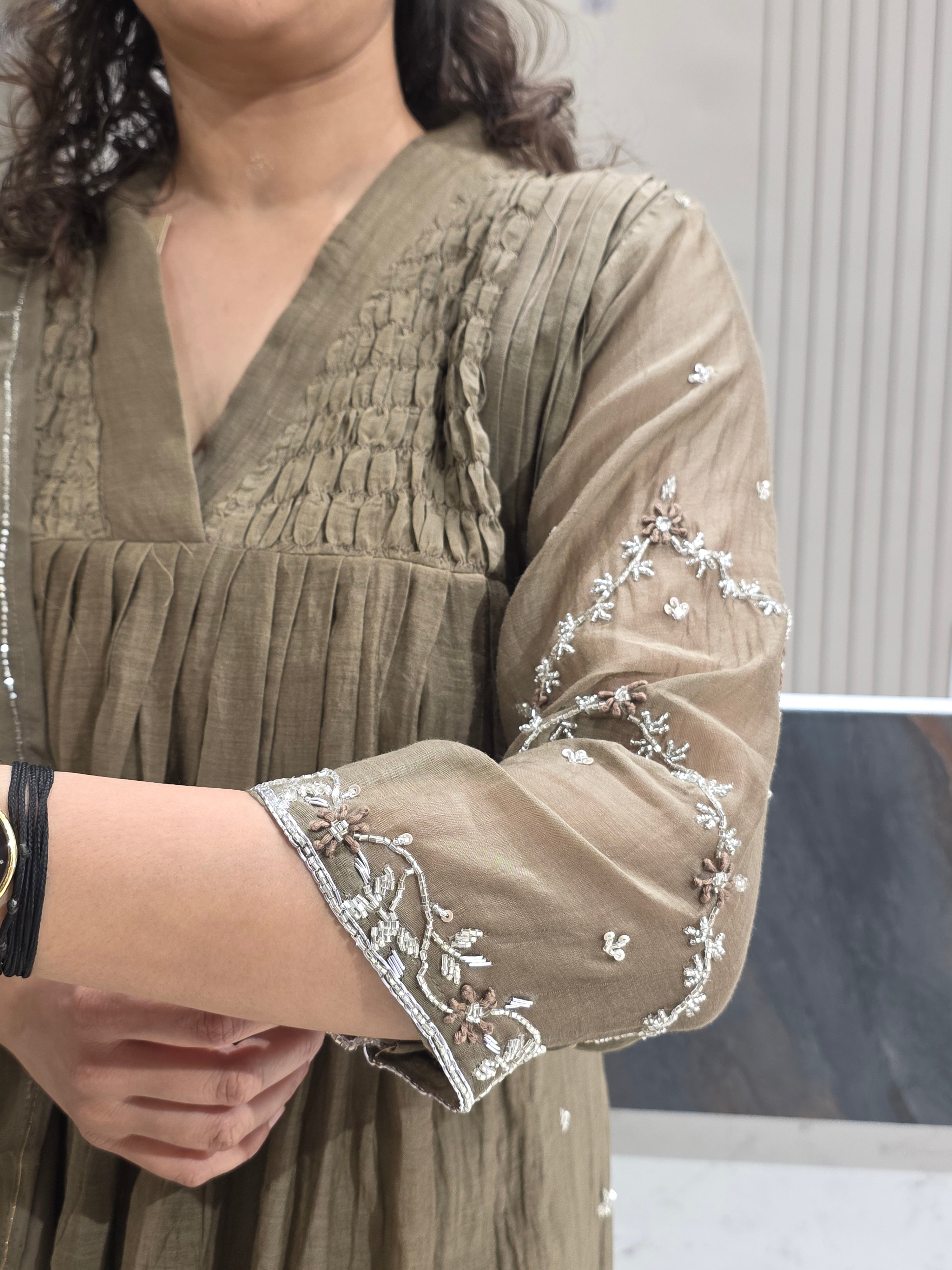 BROWN FROCK STYLE PARTYWEAR PLAZZO SUIT