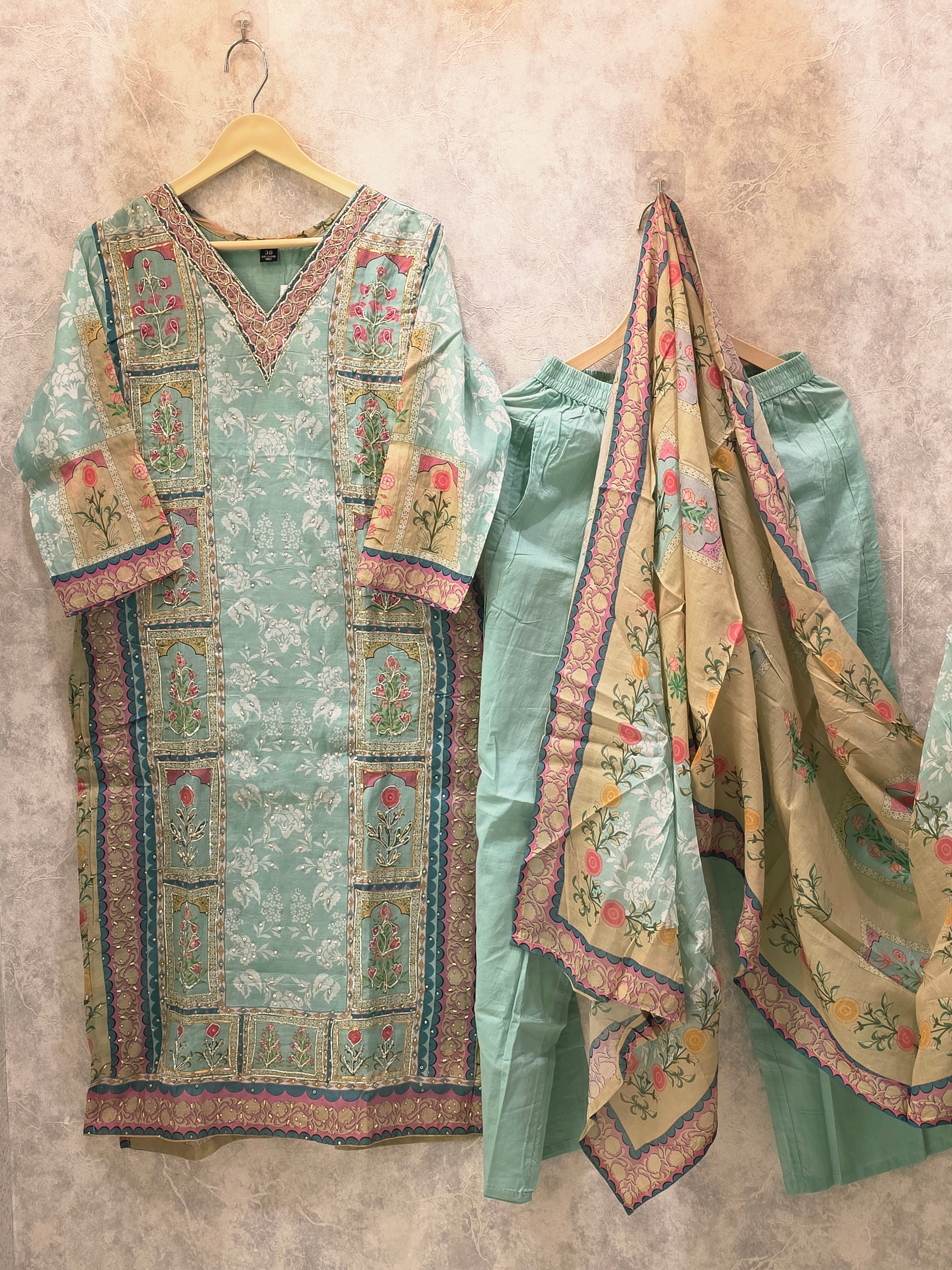 LIGHT SEA GREEN GOTA PATTI HANDWORK PLAZZO SUIT