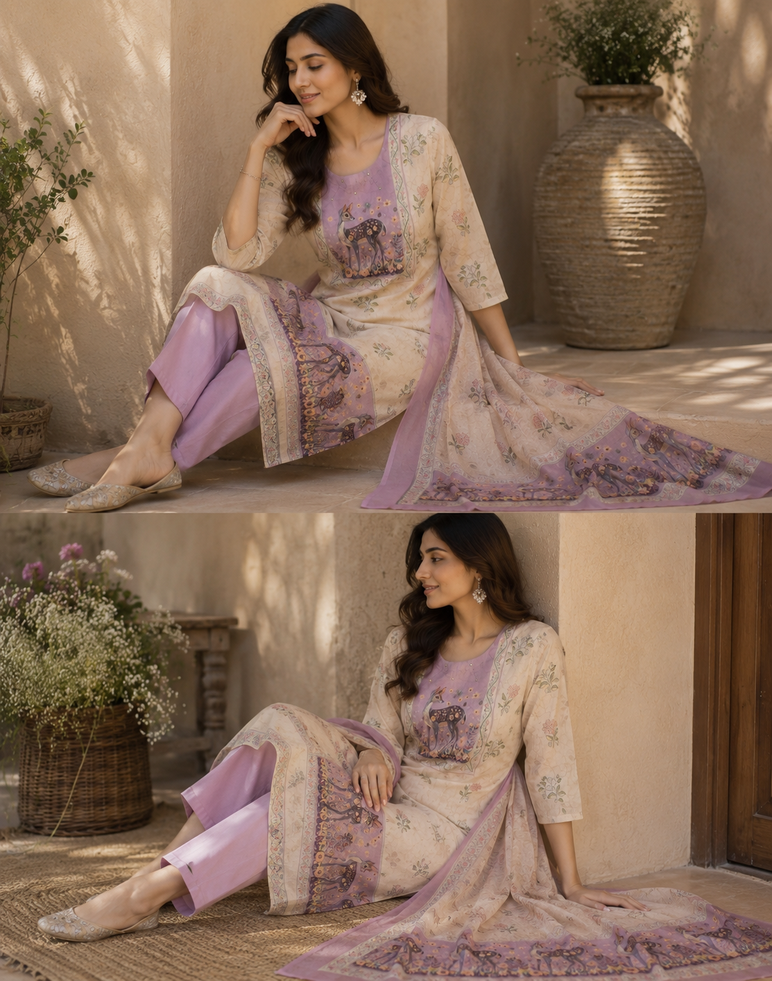KHADI COTTON PRINTED PLAZZO SUIT
