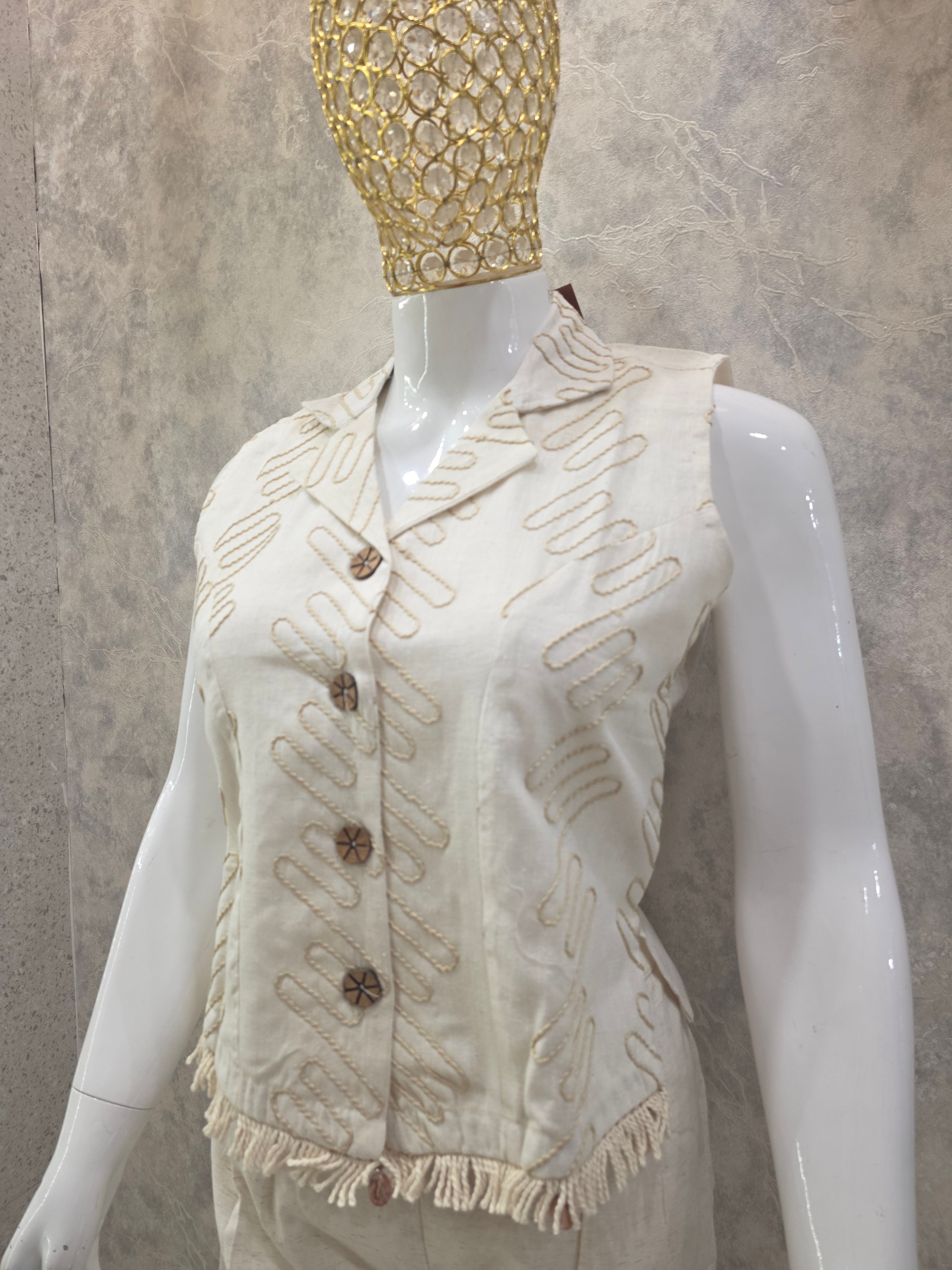 WAISTCOAT STYLE EMBROIDERED CO-ORD SET