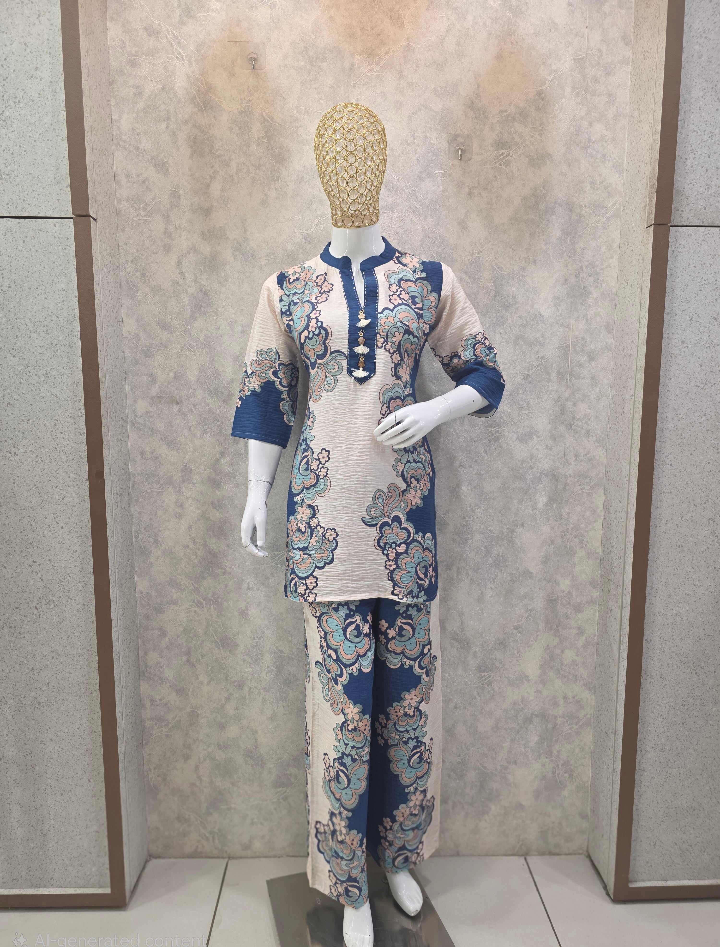 CRUSH COTTON PRINTED CO-ORD SET