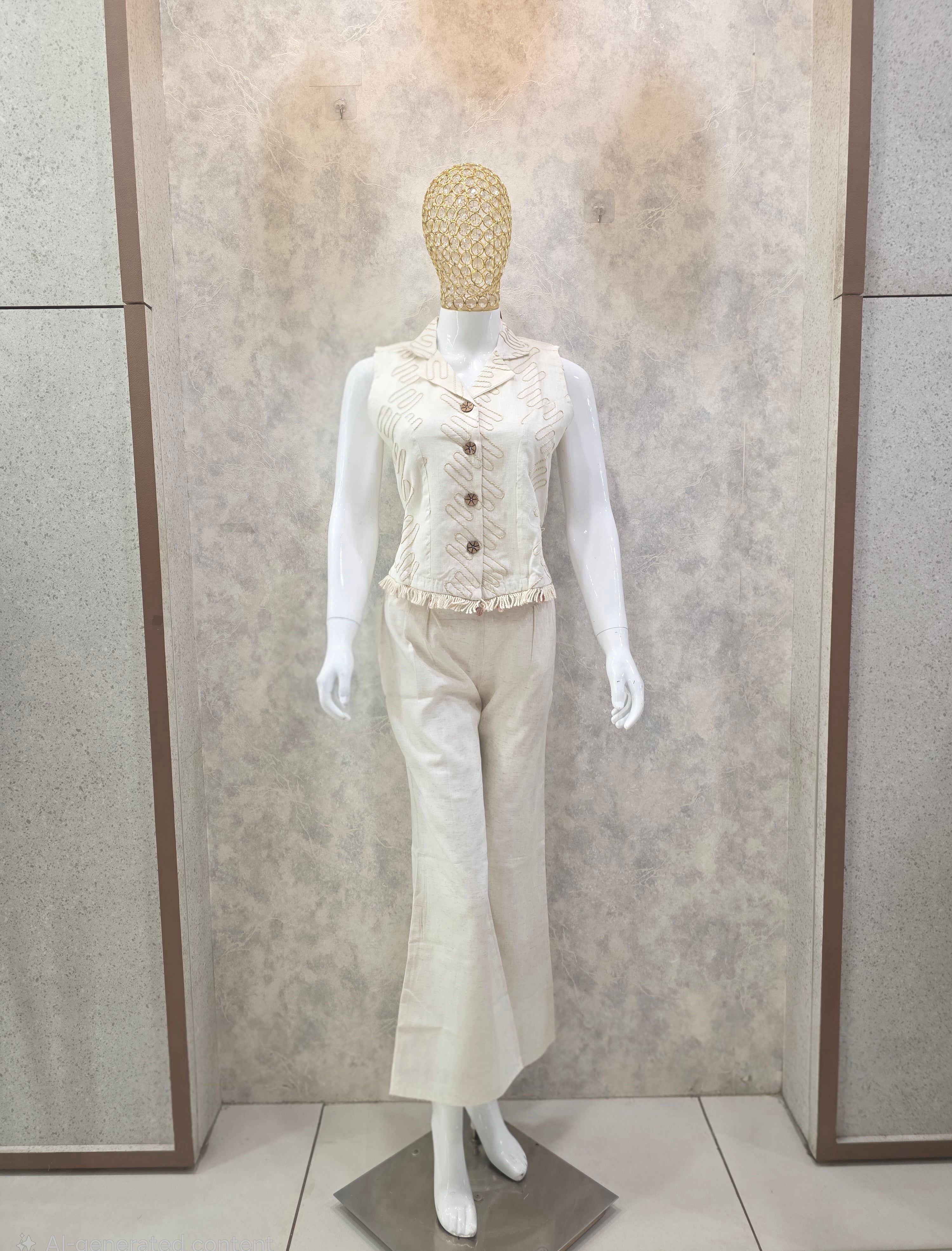 WAISTCOAT STYLE EMBROIDERED CO-ORD SET
