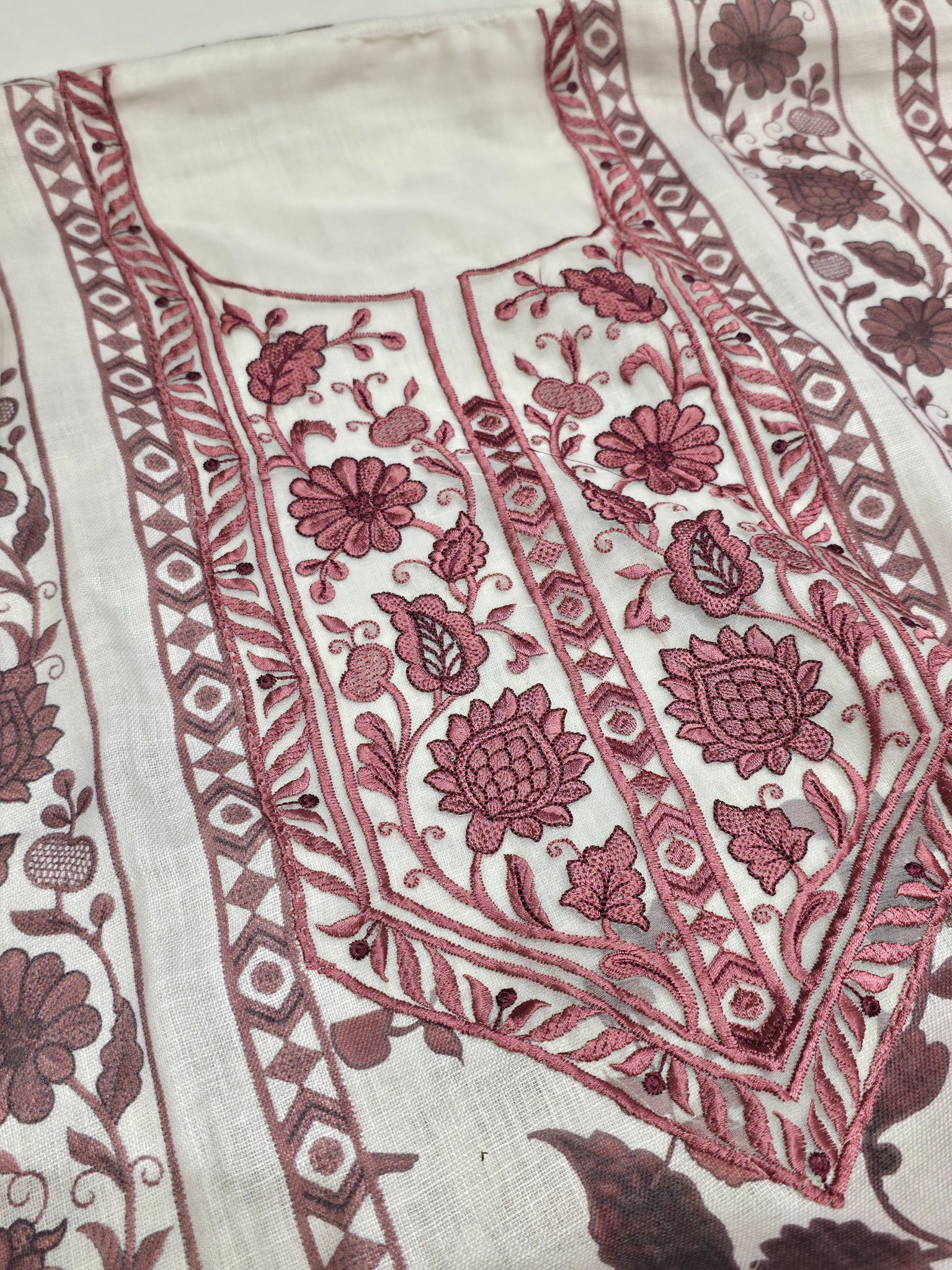 LINEN COTTON THREAD WORK UNSTITCHED SUIT