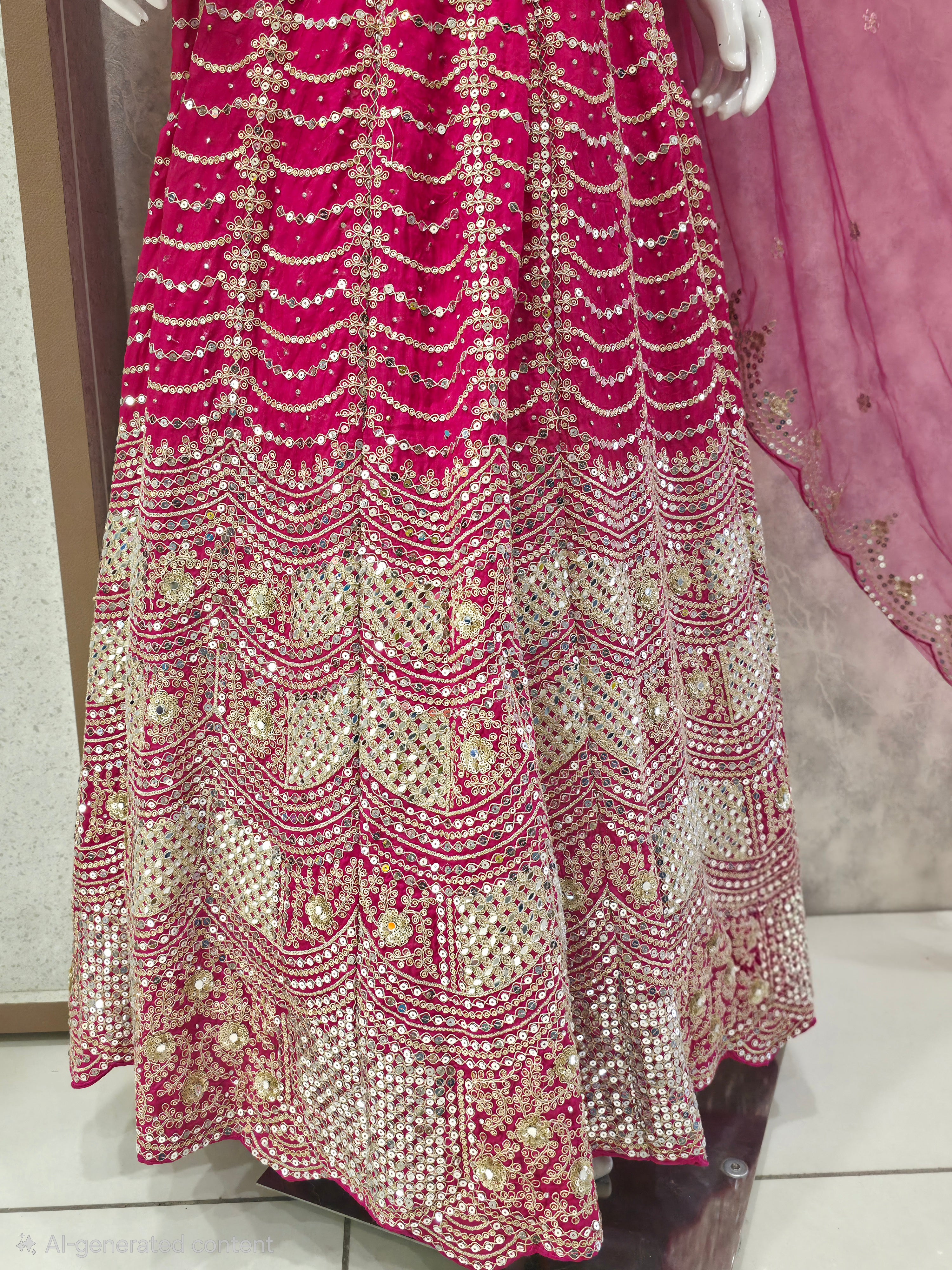 MAGENTA PINK EMBELLISHED LEHENGA CHOLI WITH DUPATTA