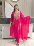 MAGENTA PARTYWEAR PLAZZO SUIT WITH SEQUIN AND BEADS WORK