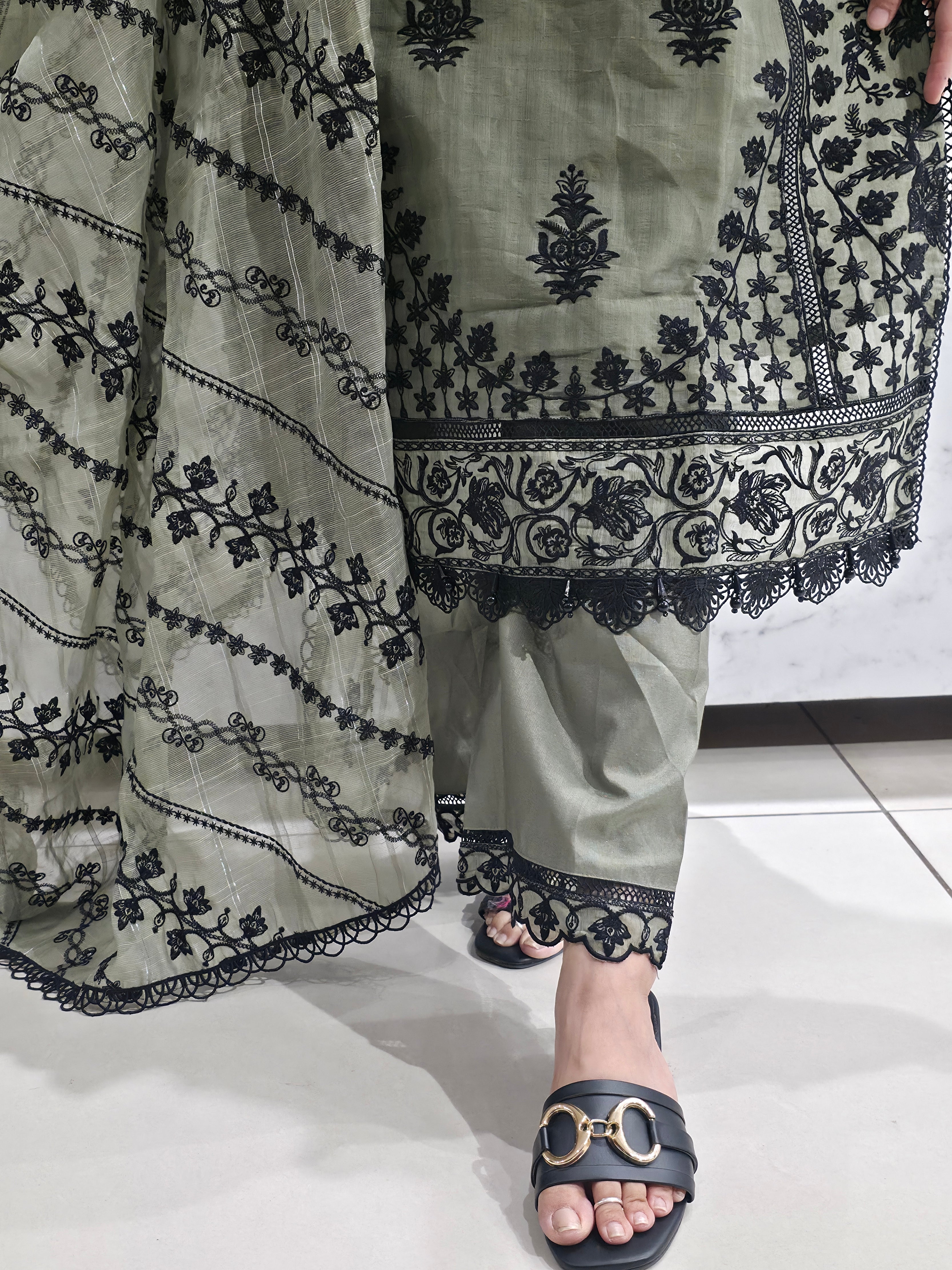 Pakistani Black Thread Work