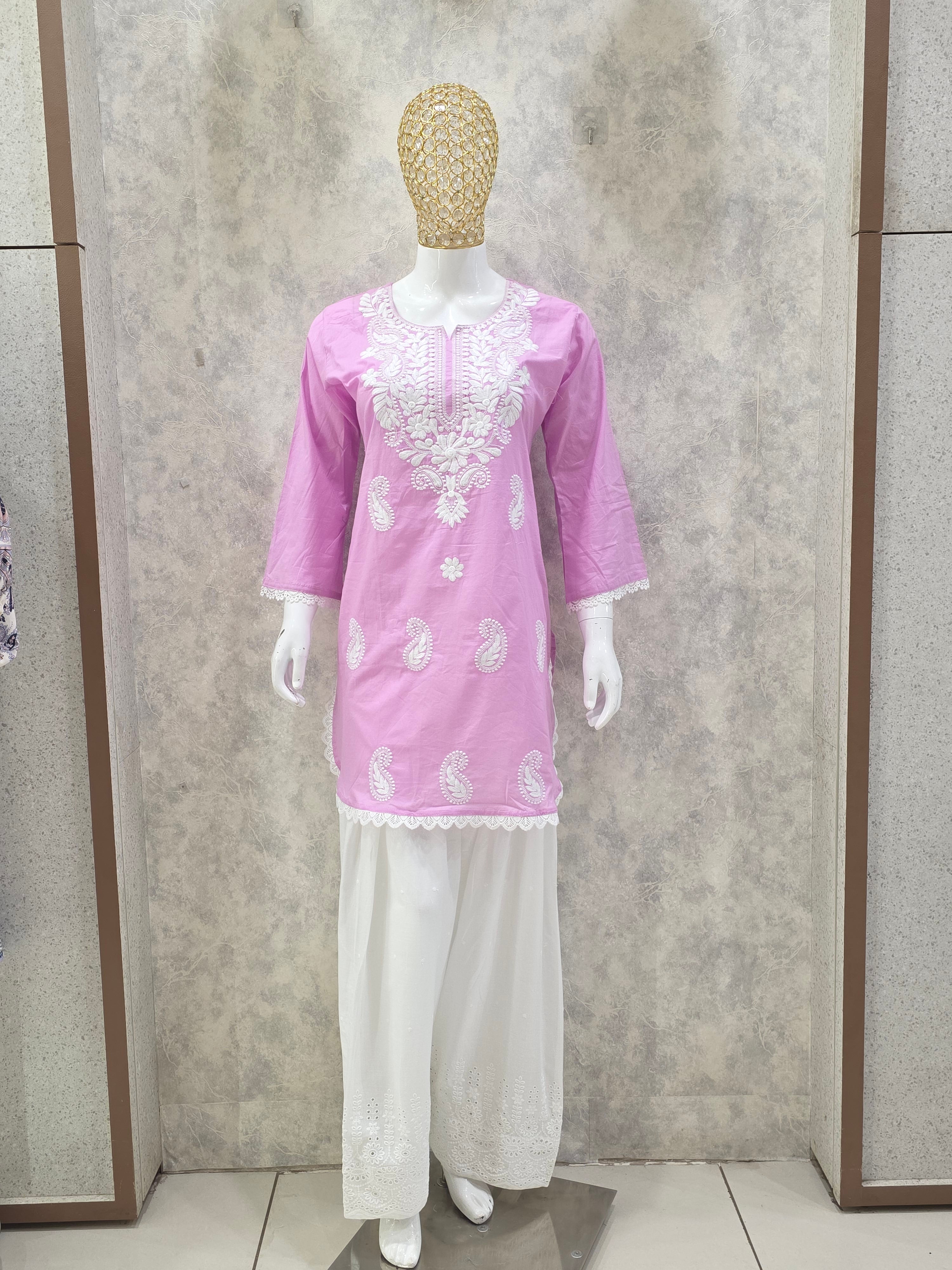 LUCKNOWI CHIKANKAARI FARSHI SALWAR CO-ORD SET