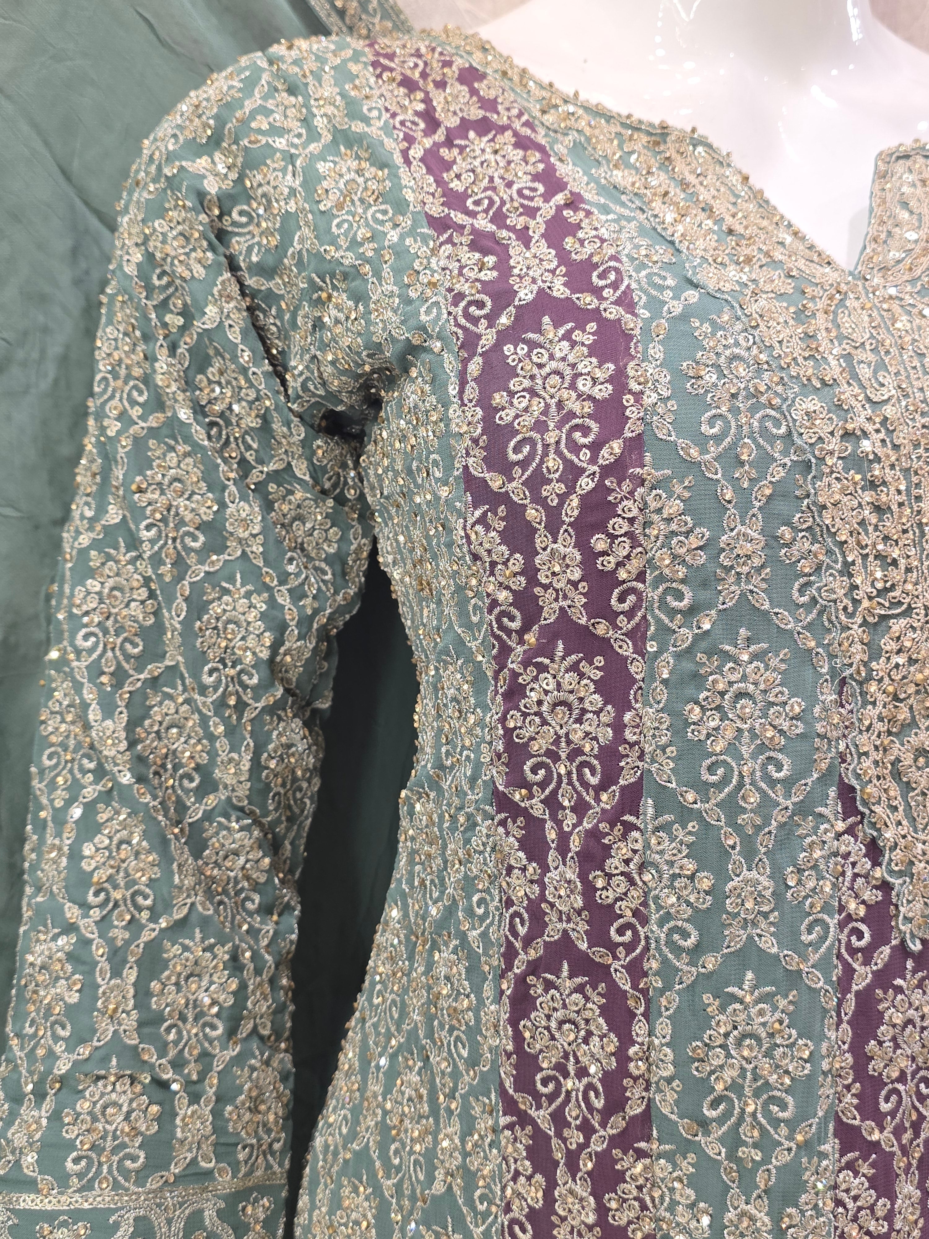 CONTRAST CONCEPT HEAVY EMBROIDERED PARTYWEAR PLAZZO SUIT