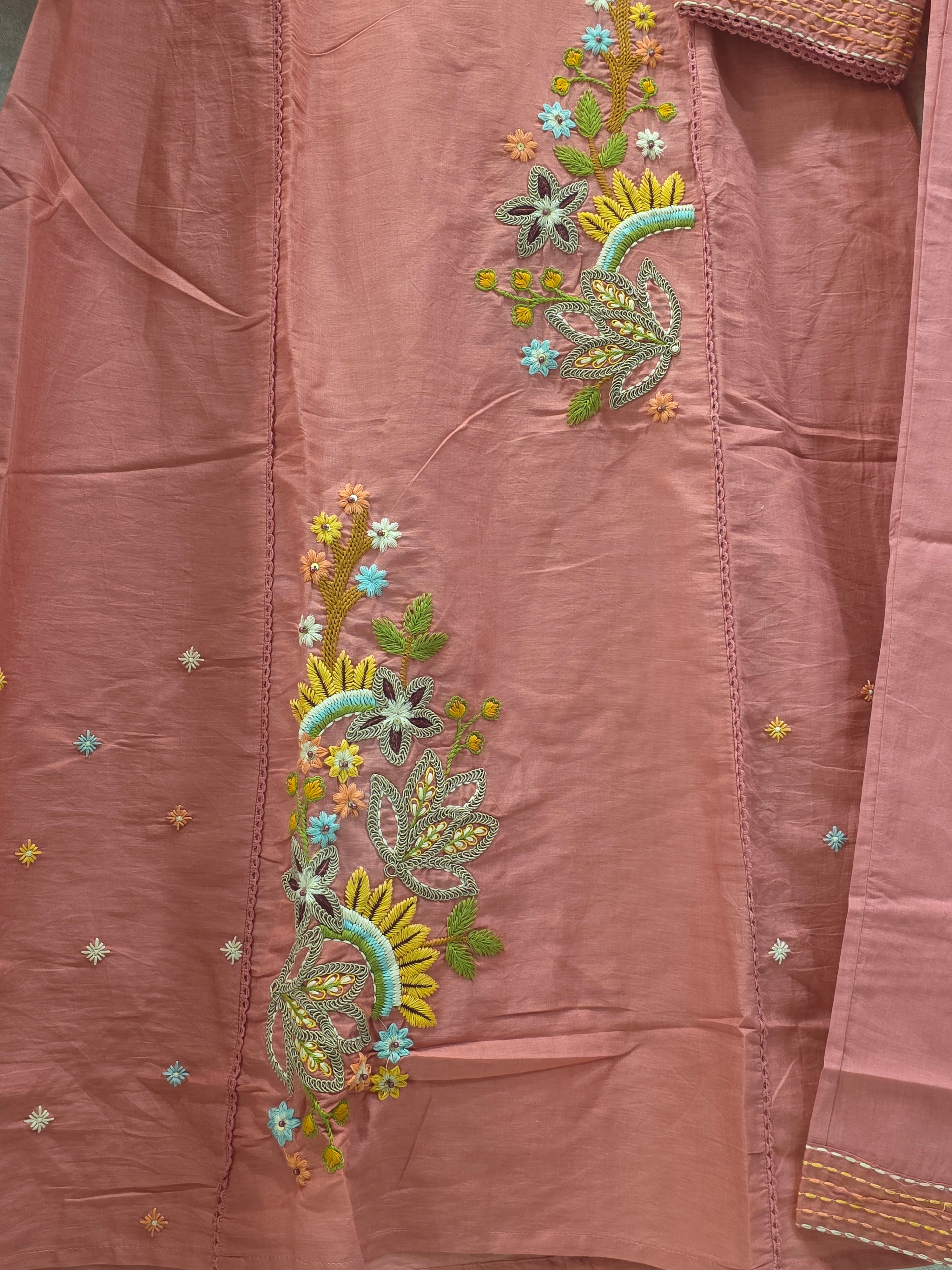 ROSE PINK A-LINE KNOTS WORK PLAZZO SUIT