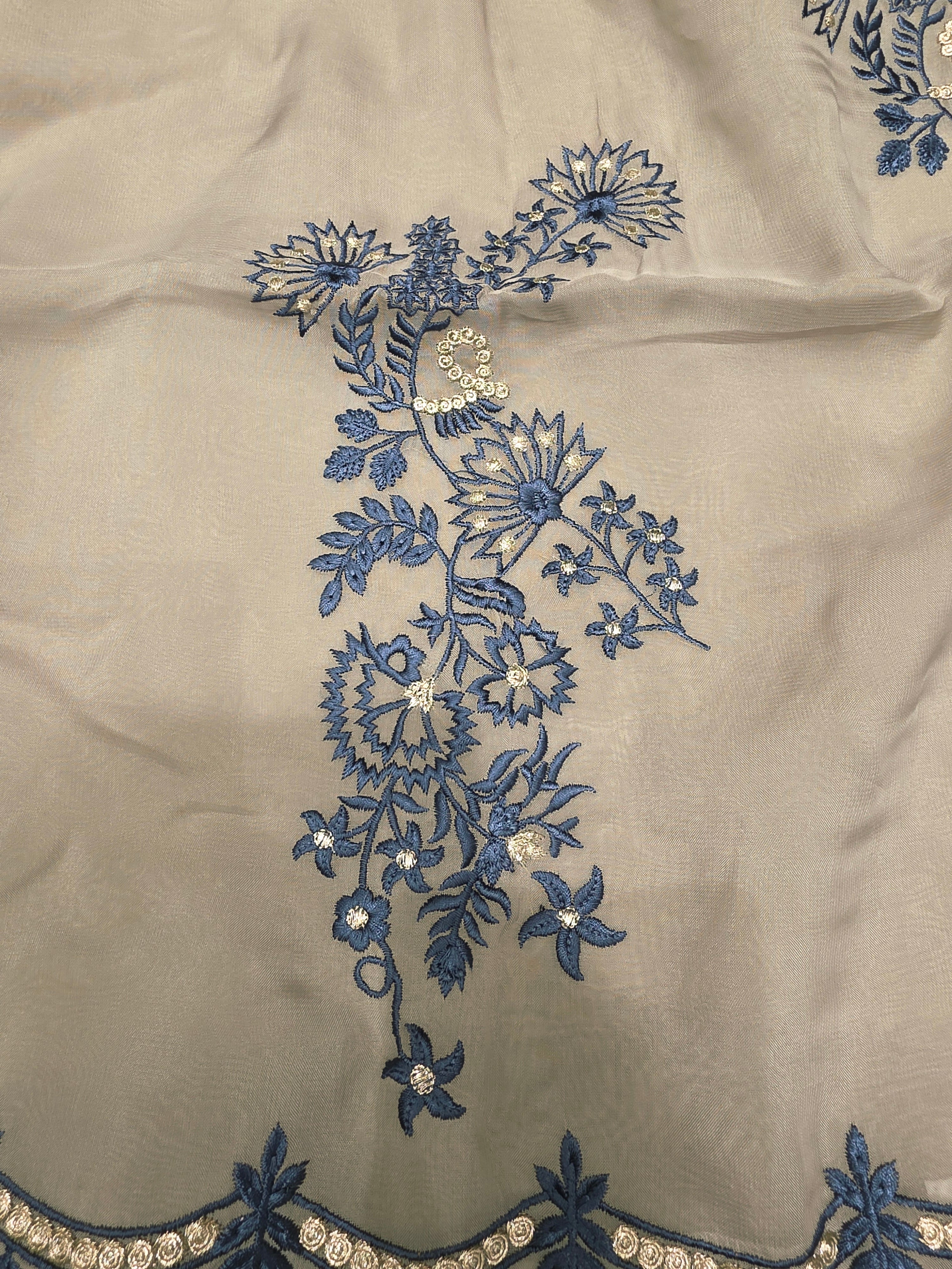Organza ThreadWork Partywear Unstitched Suit