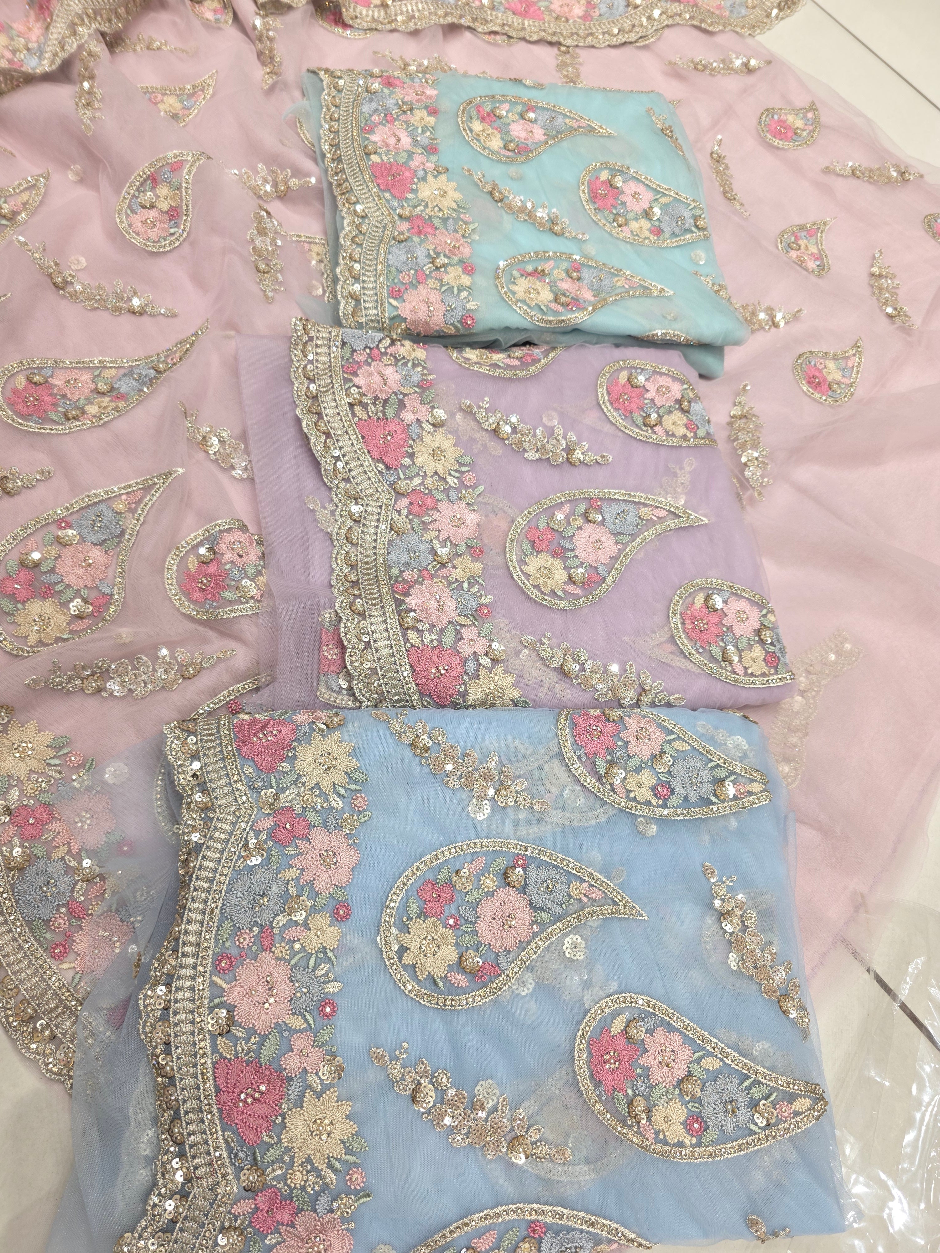 NET FABRIC EMBROIDERED SHIRT WITH DUPPATTA
