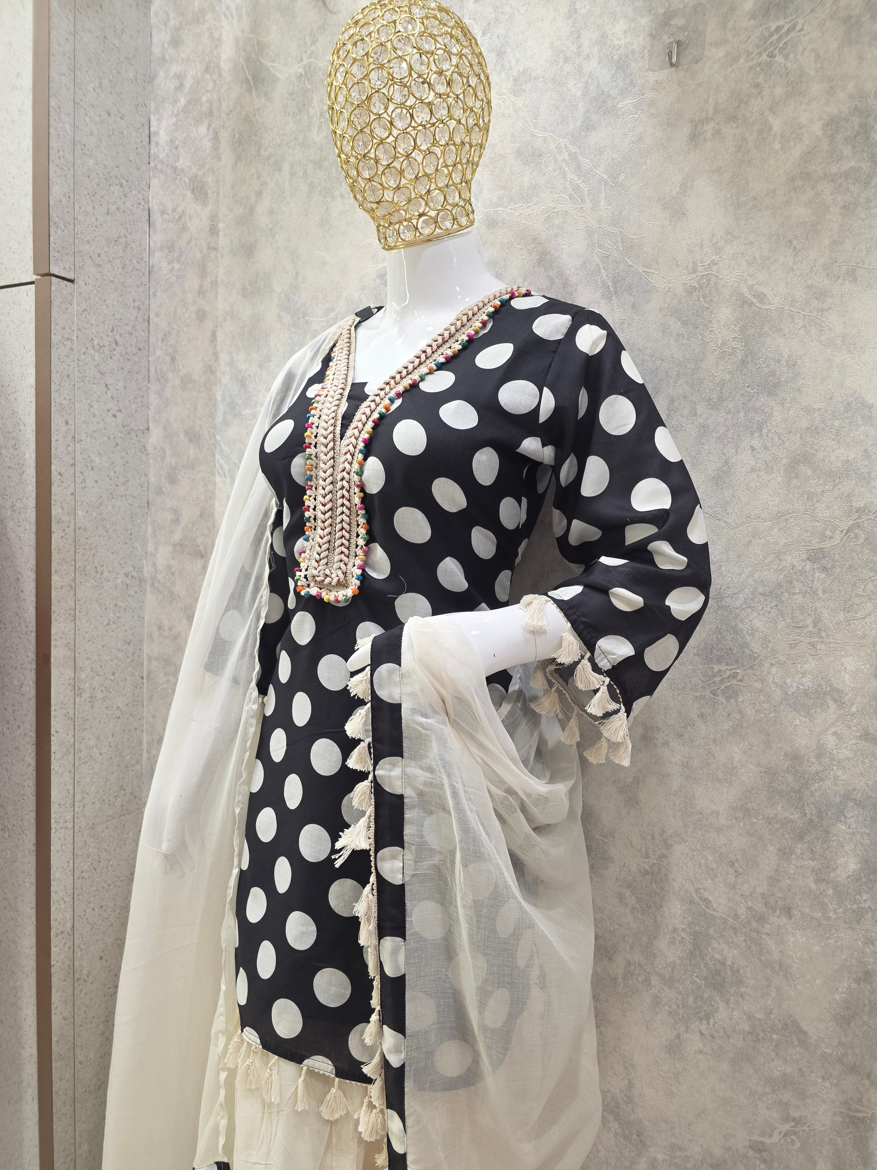Polka Dot cotton Farshi Salwar Set
