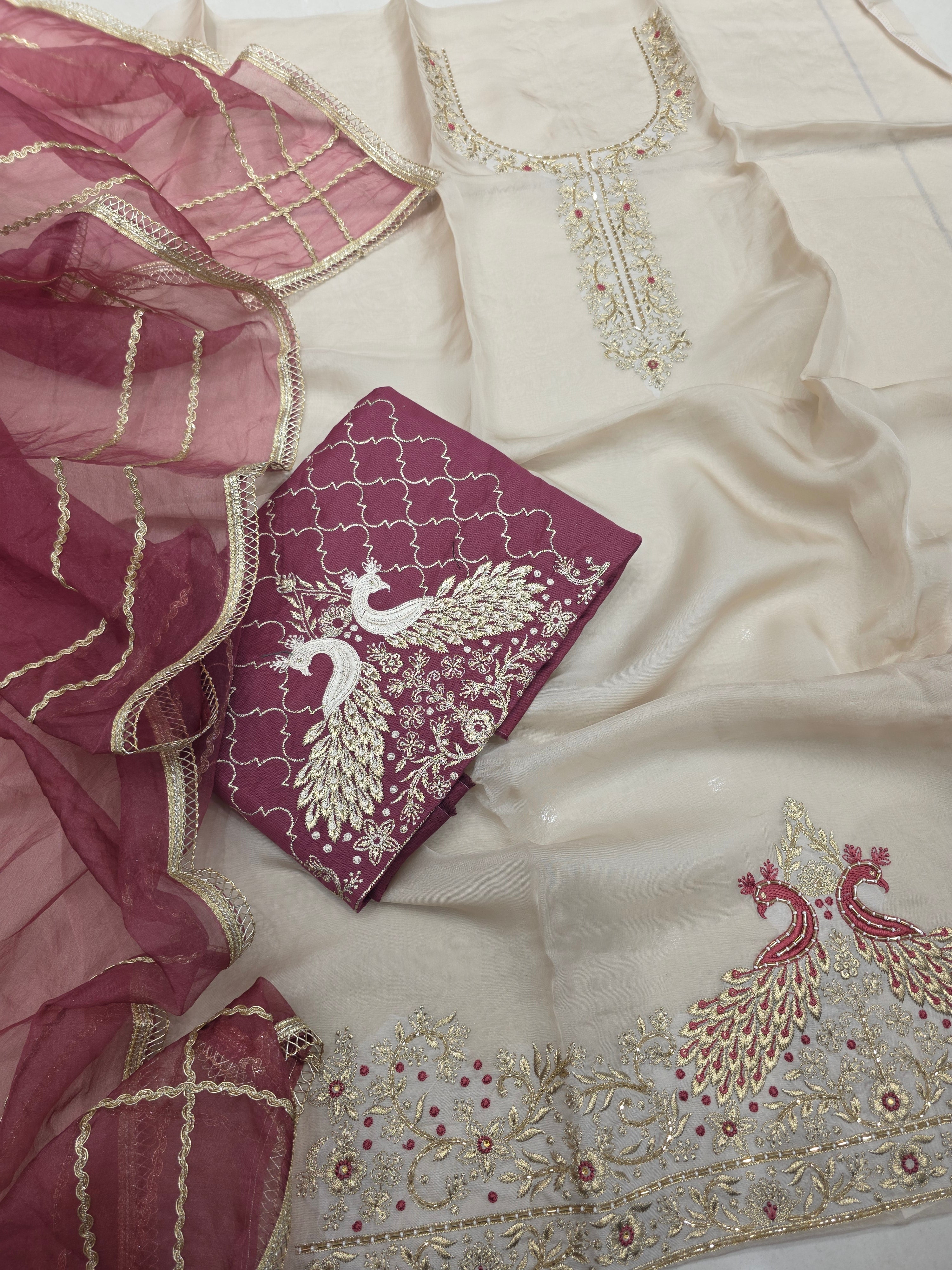 ORGANZA CONTRAST CONCEPT SALWAR WORK UNSTITCHED SUIT