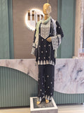 BLACK HEAVY EMBROIDERY PLAZZO SUIT