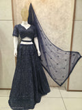 NAVY SEQUINNED LEHENGA CHOLI WITH DUPATTA