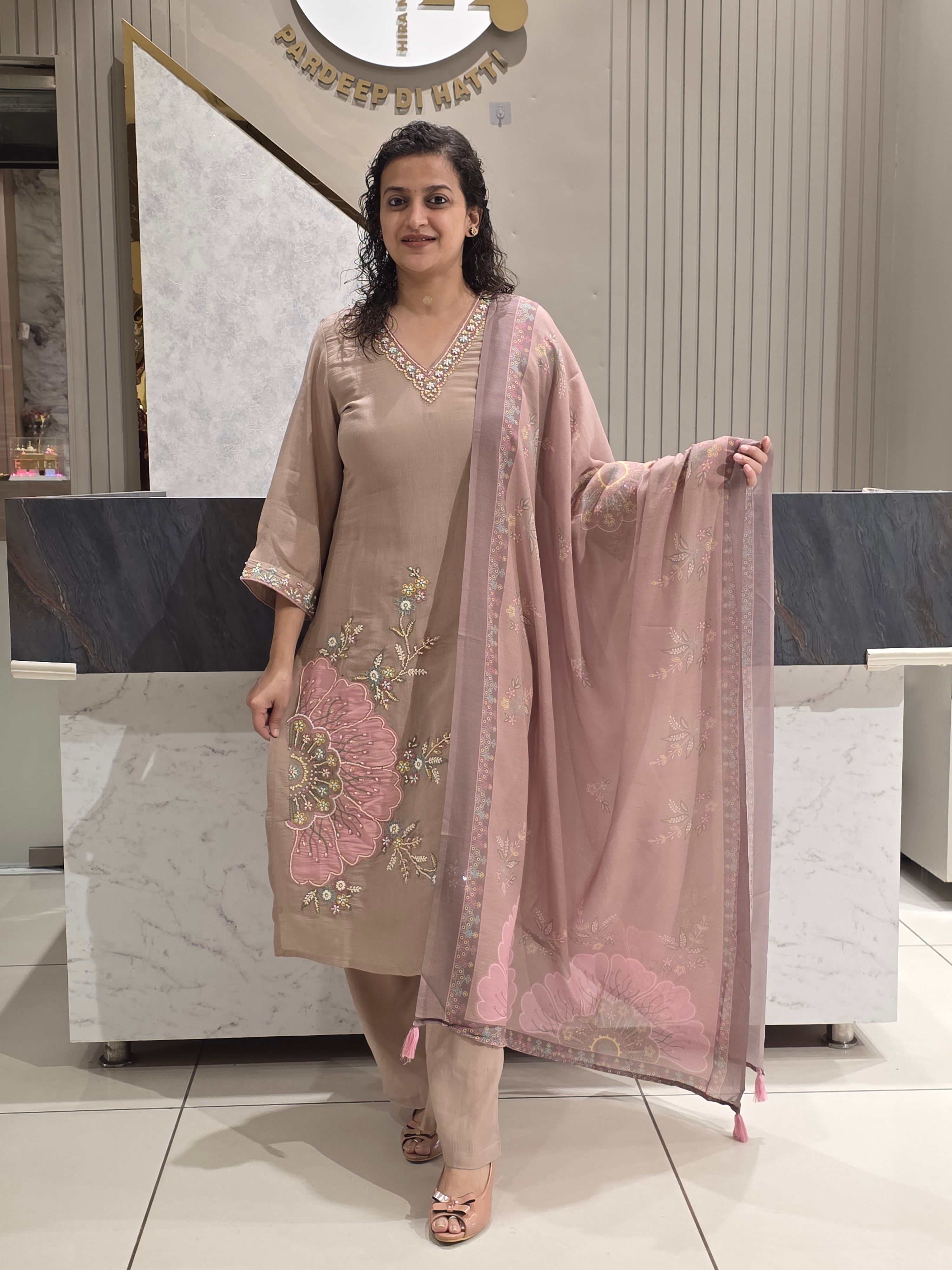 Mul Chanderi Plazzo Suit ( Skin )