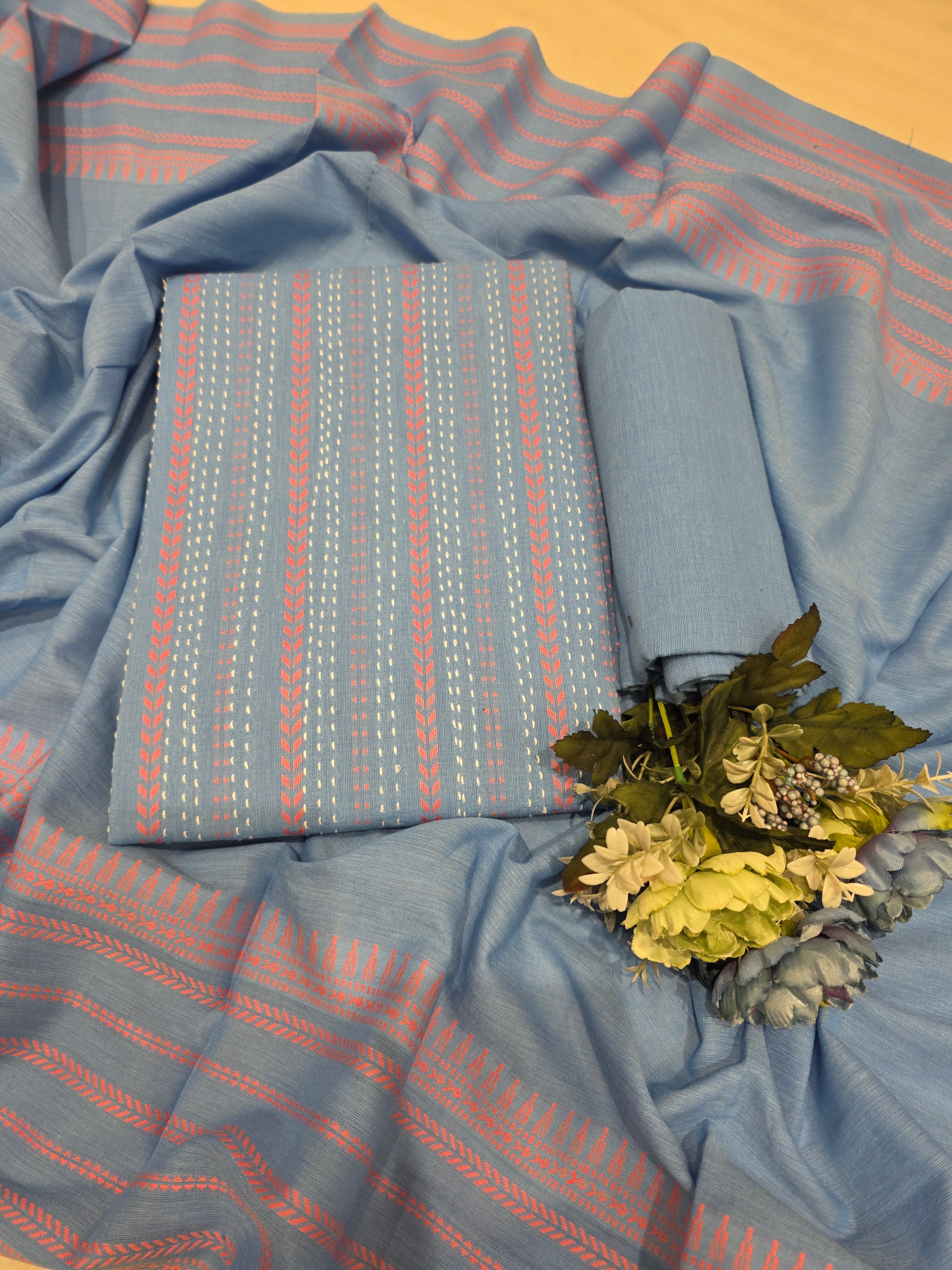 KHAADI HANDLOOM COTTON UNSTITCHED SUIT