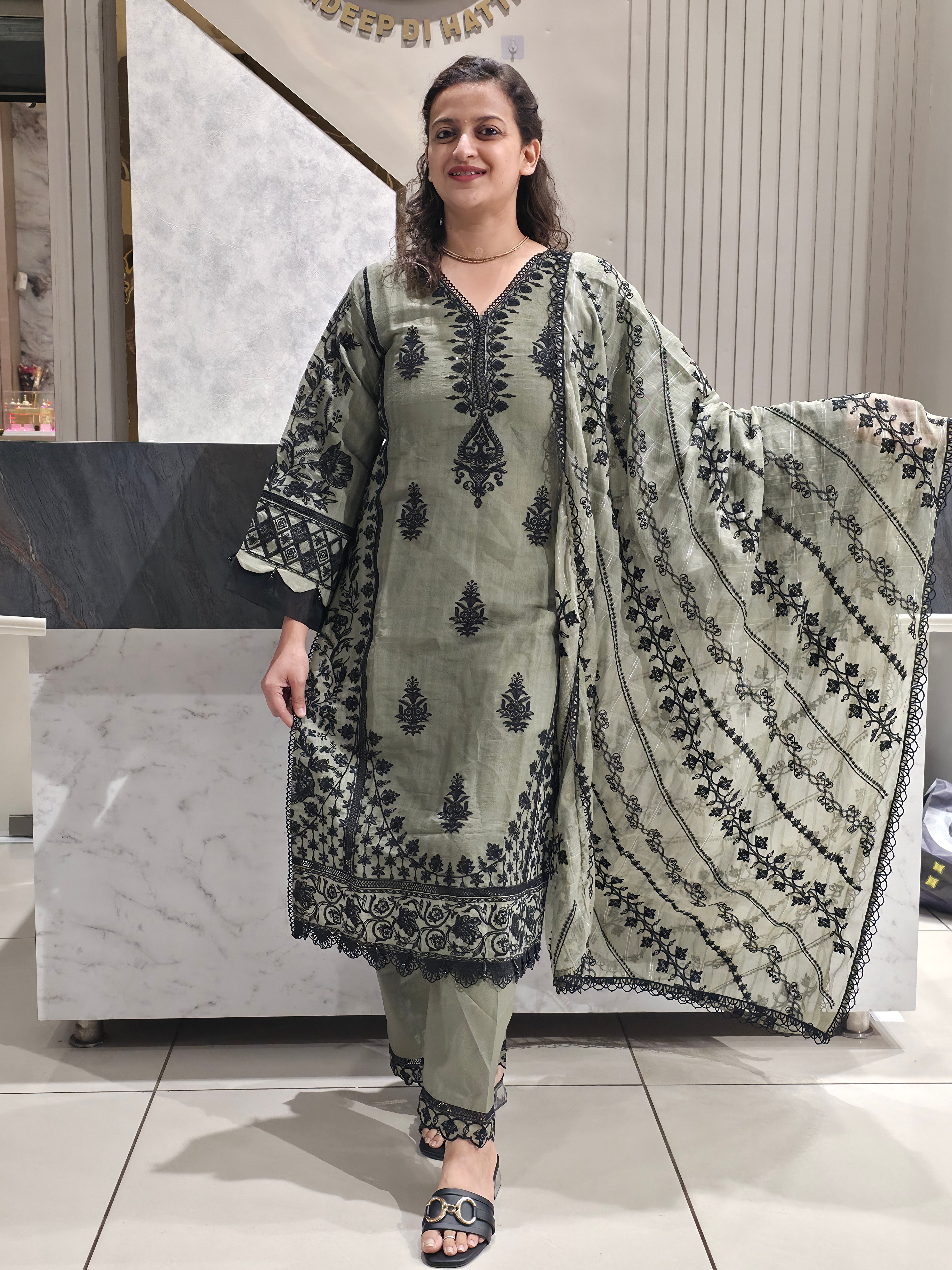 Pakistani Black Thread Work