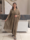 BROWN FROCK STYLE PARTYWEAR PLAZZO SUIT