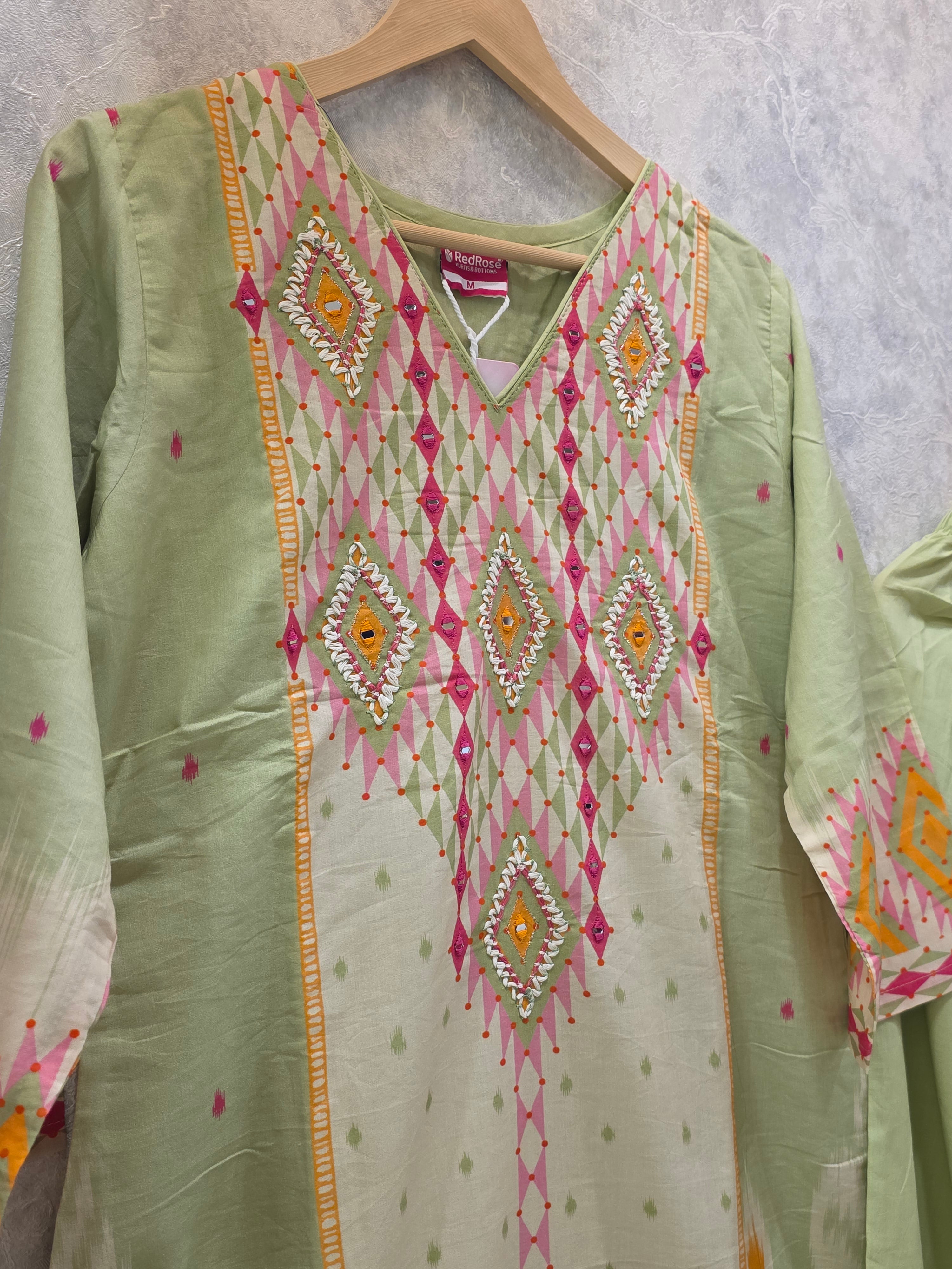 LIGHT EMBROIDERED CAMBRIC COTTON PLAZZO SUIT