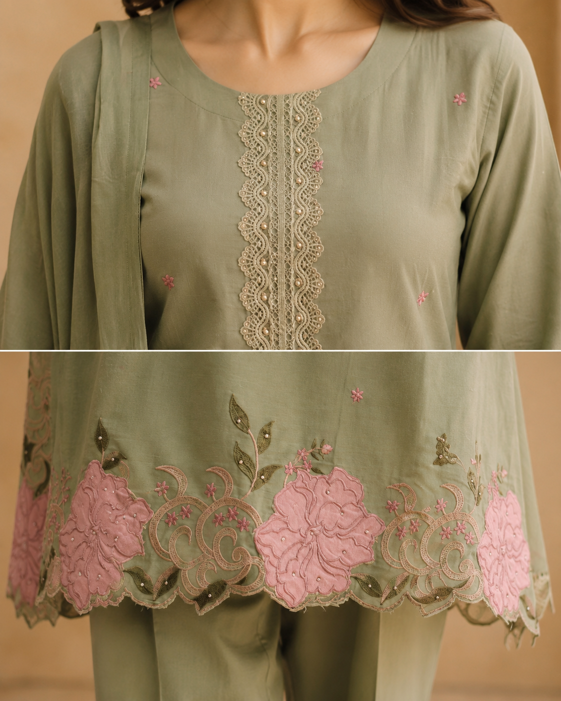 PISTACHIO GREEN MUL COTTON FROCK SUIT