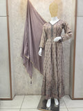 MAUVE FRONT CUT HANDWORK FROCK SUIT