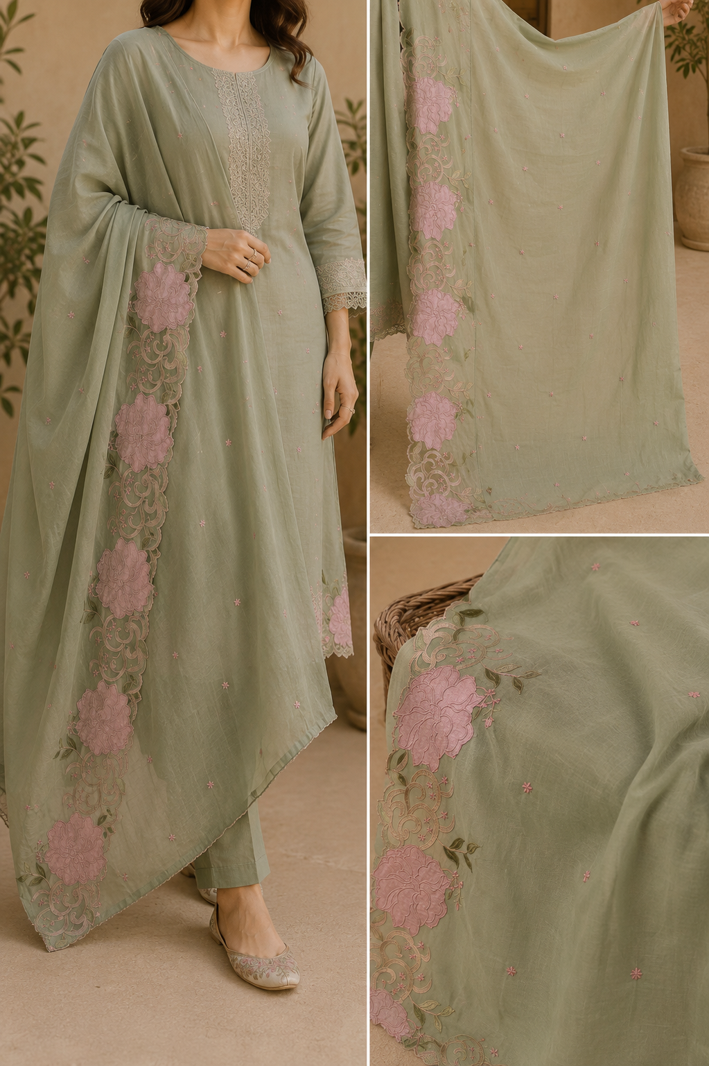 PISTACHIO GREEN MUL COTTON FROCK SUIT