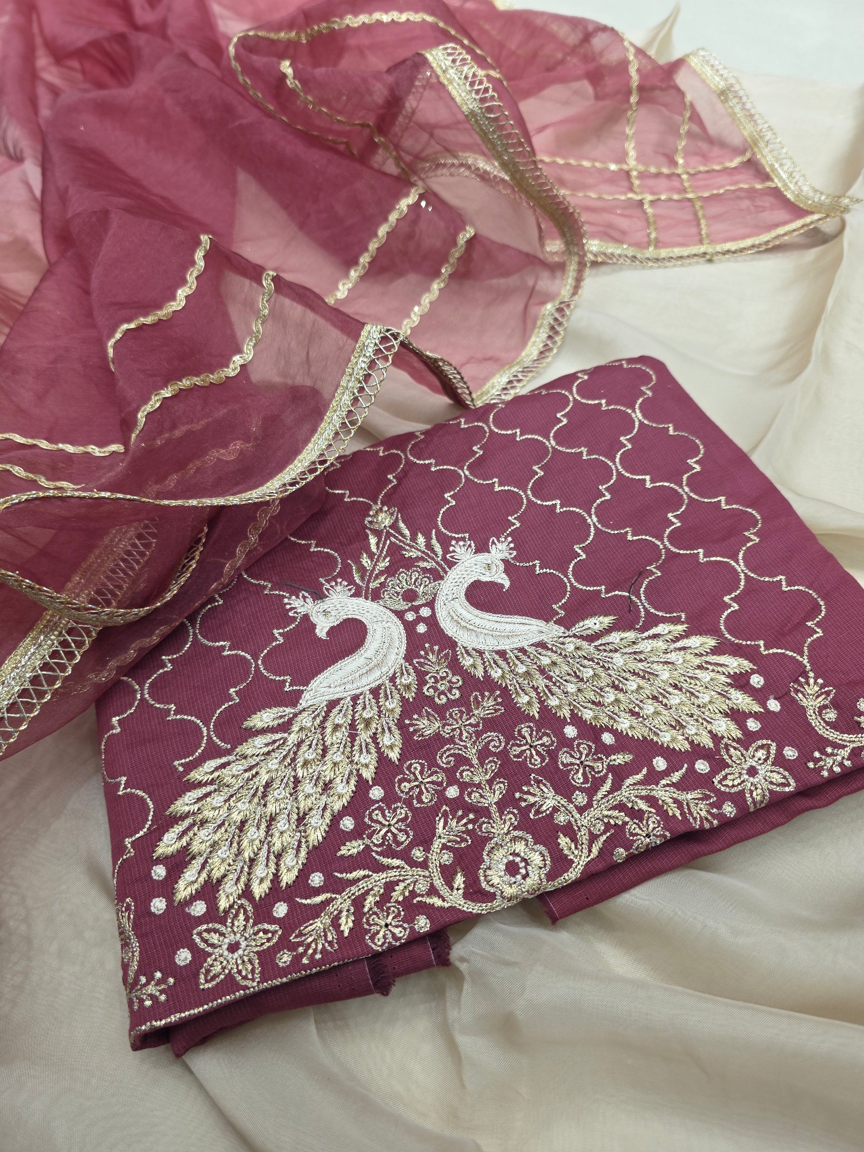 ORGANZA CONTRAST CONCEPT SALWAR WORK UNSTITCHED SUIT