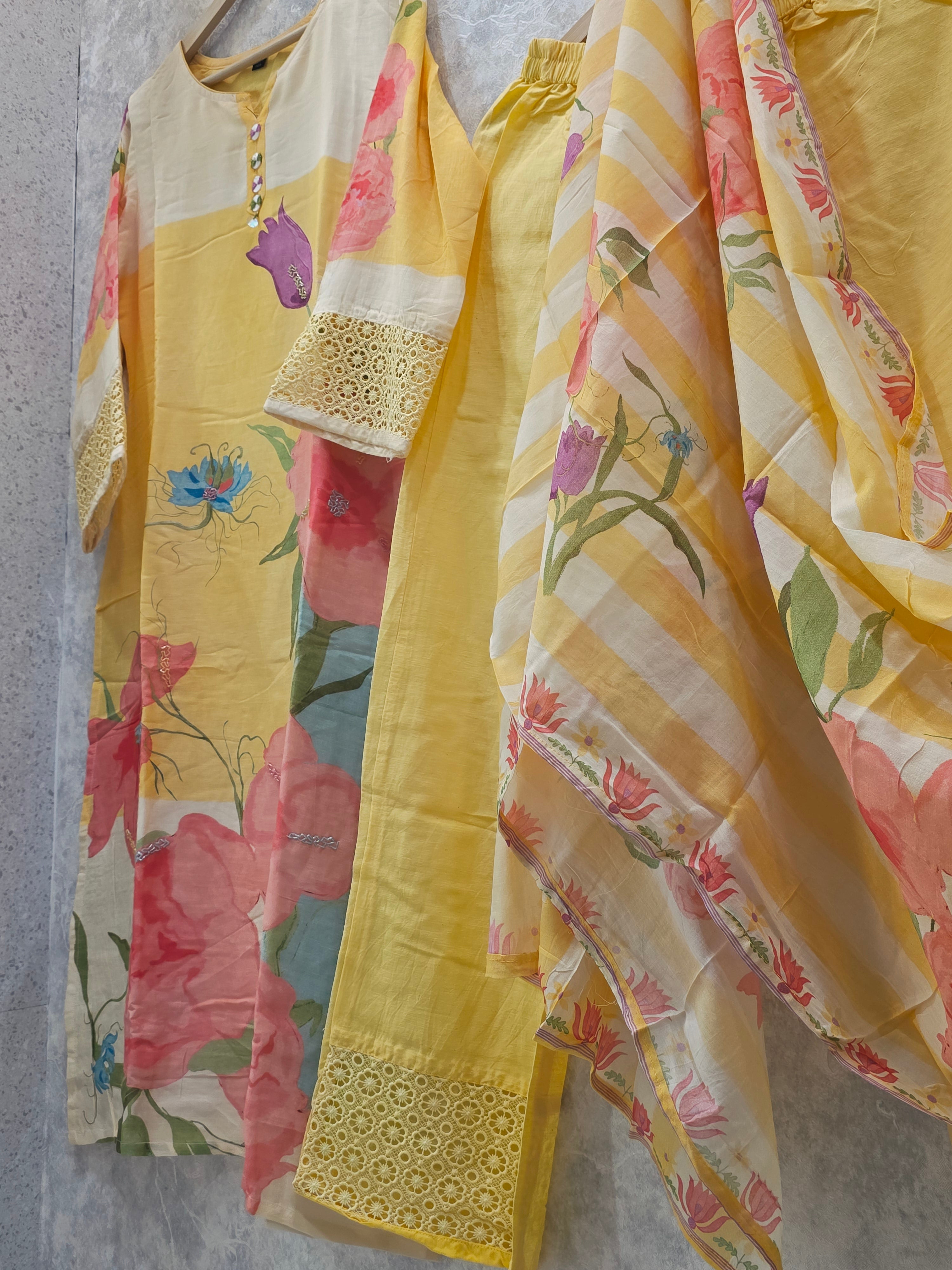 BOLD PRINTED LINEN BLEND PLAZZO SUIT