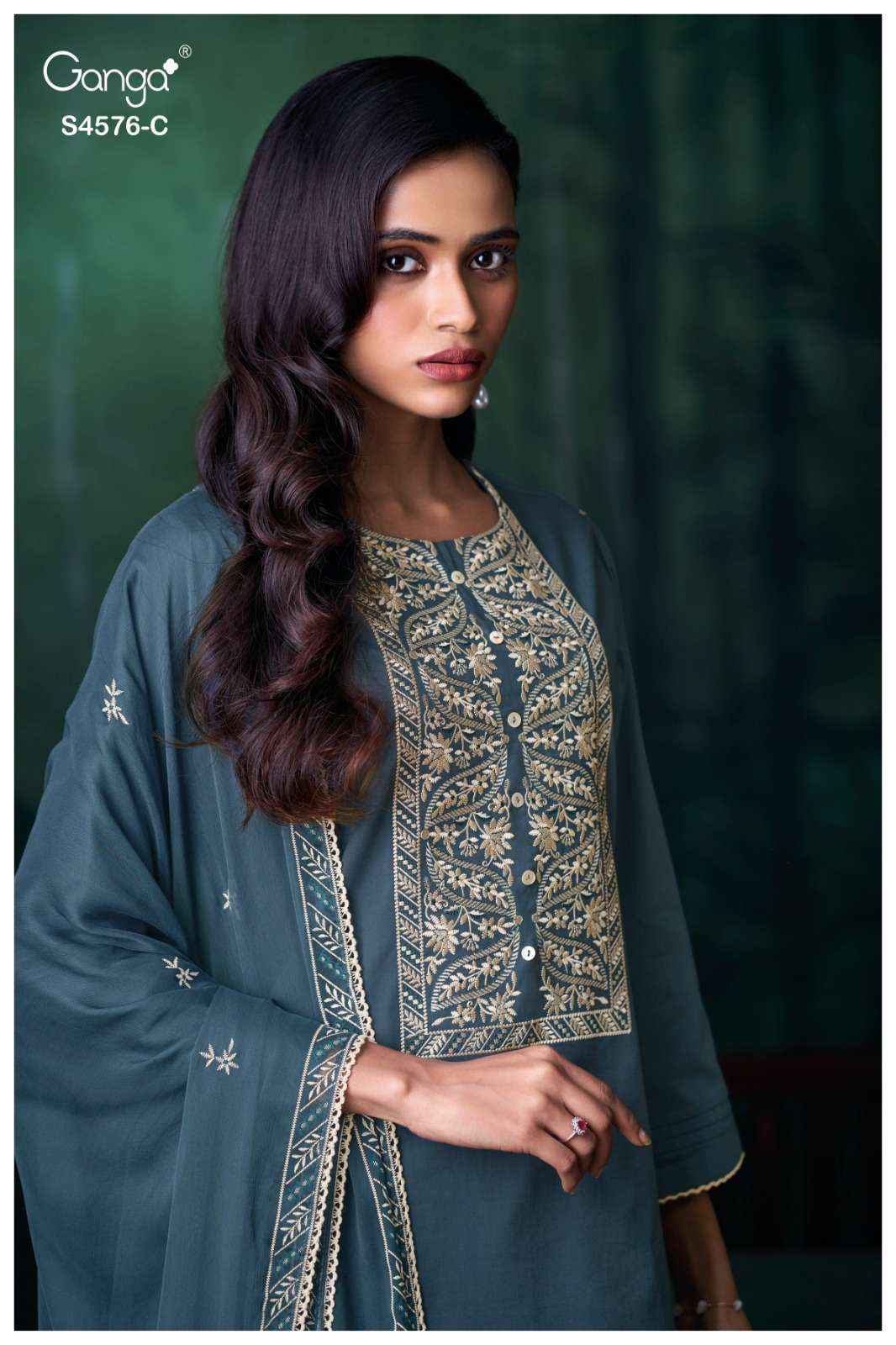 GANGA MILLS: MILKY COTTON UNSTITCHED SUIT