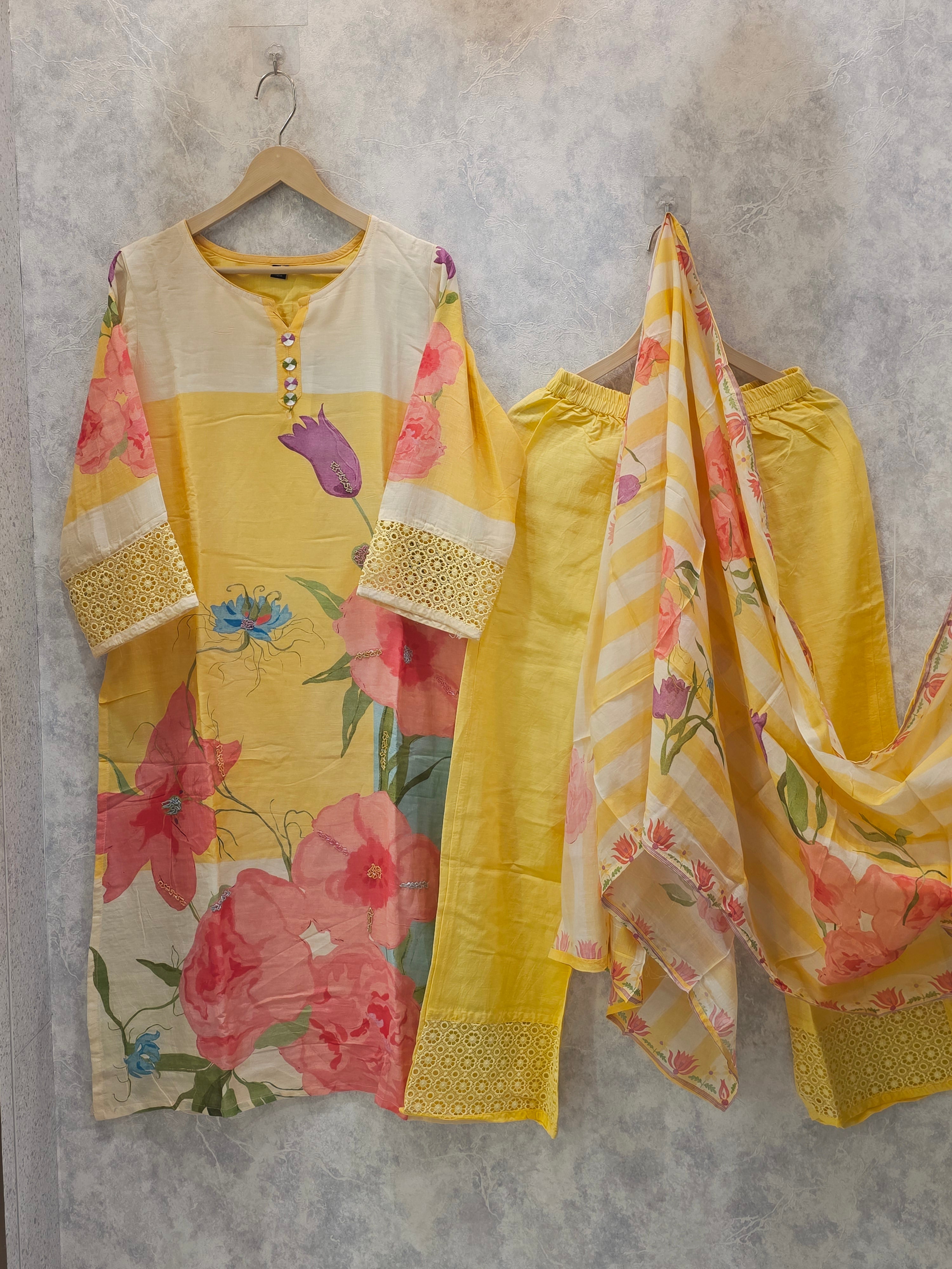 BOLD PRINTED LINEN BLEND PLAZZO SUIT