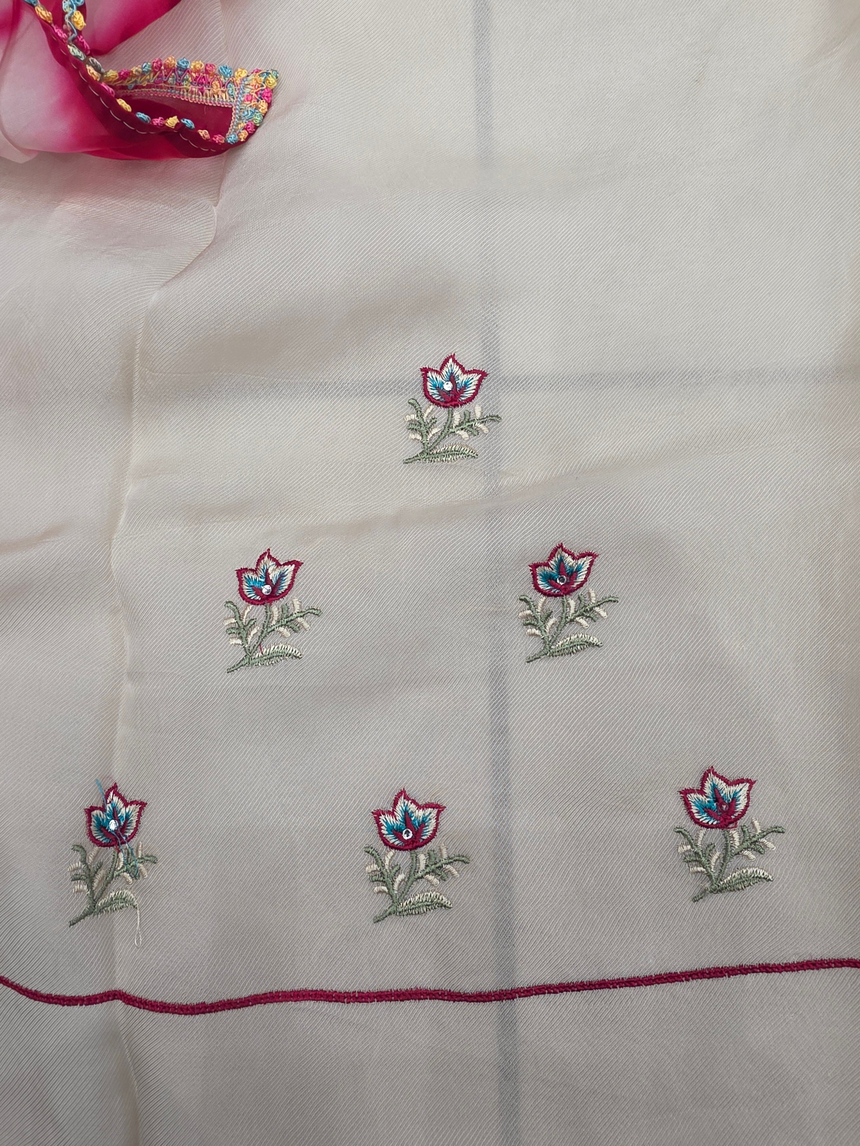 BEIGE TWILL THREADWORK UNSTITCHED SUIT