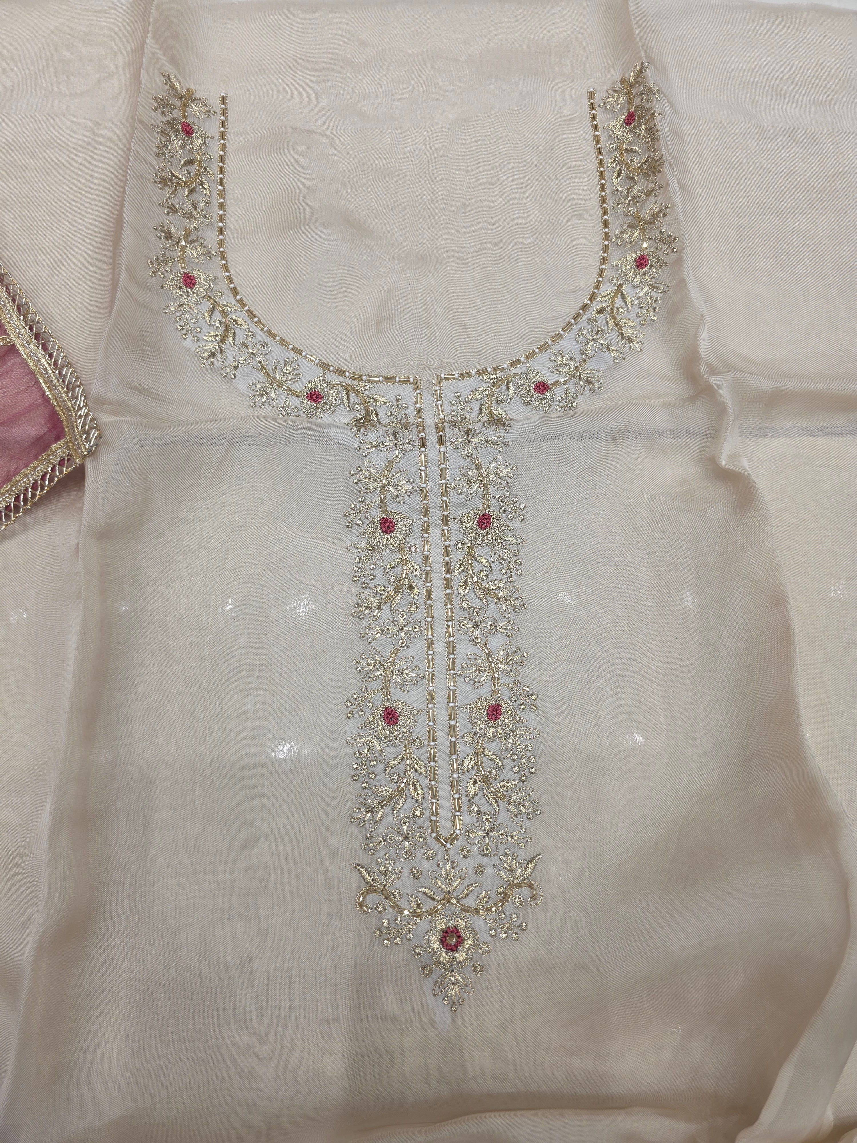 ORGANZA CONTRAST CONCEPT SALWAR WORK UNSTITCHED SUIT