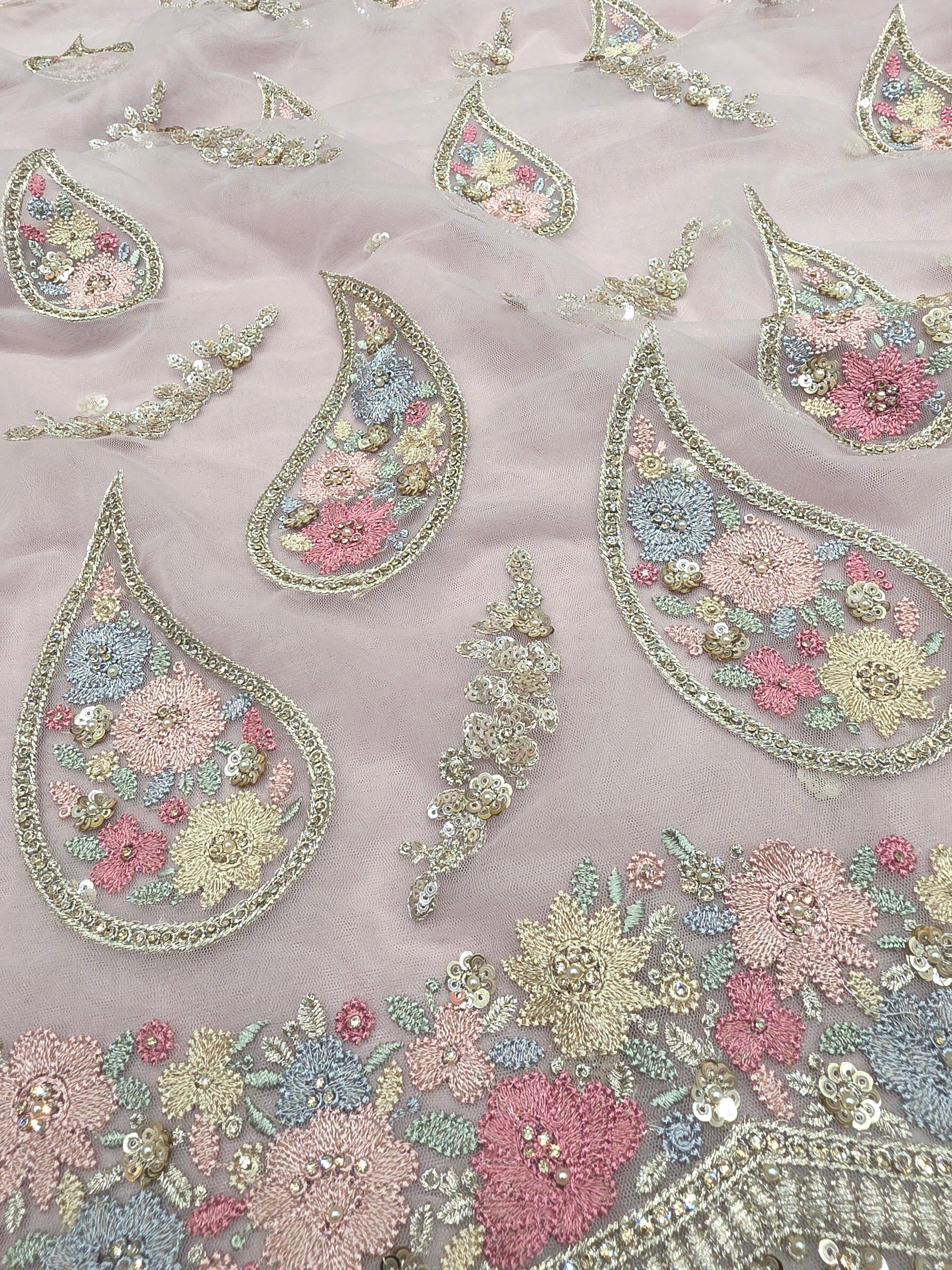 NET FABRIC EMBROIDERED SHIRT WITH DUPPATTA
