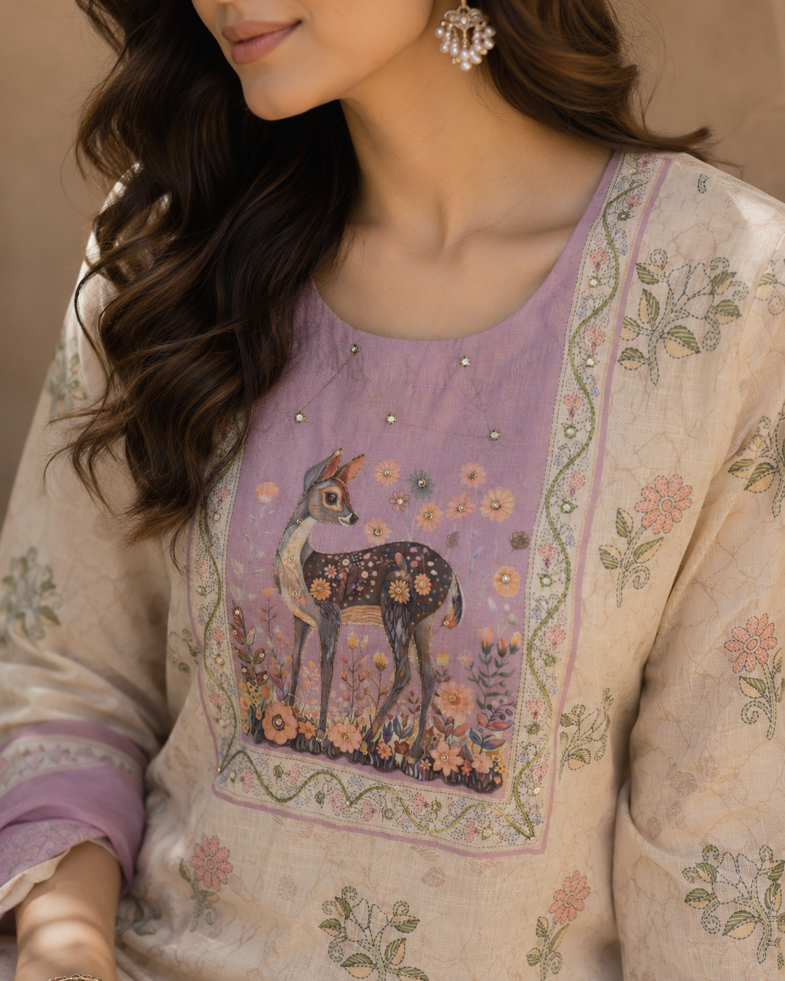 KHADI COTTON PRINTED PLAZZO SUIT