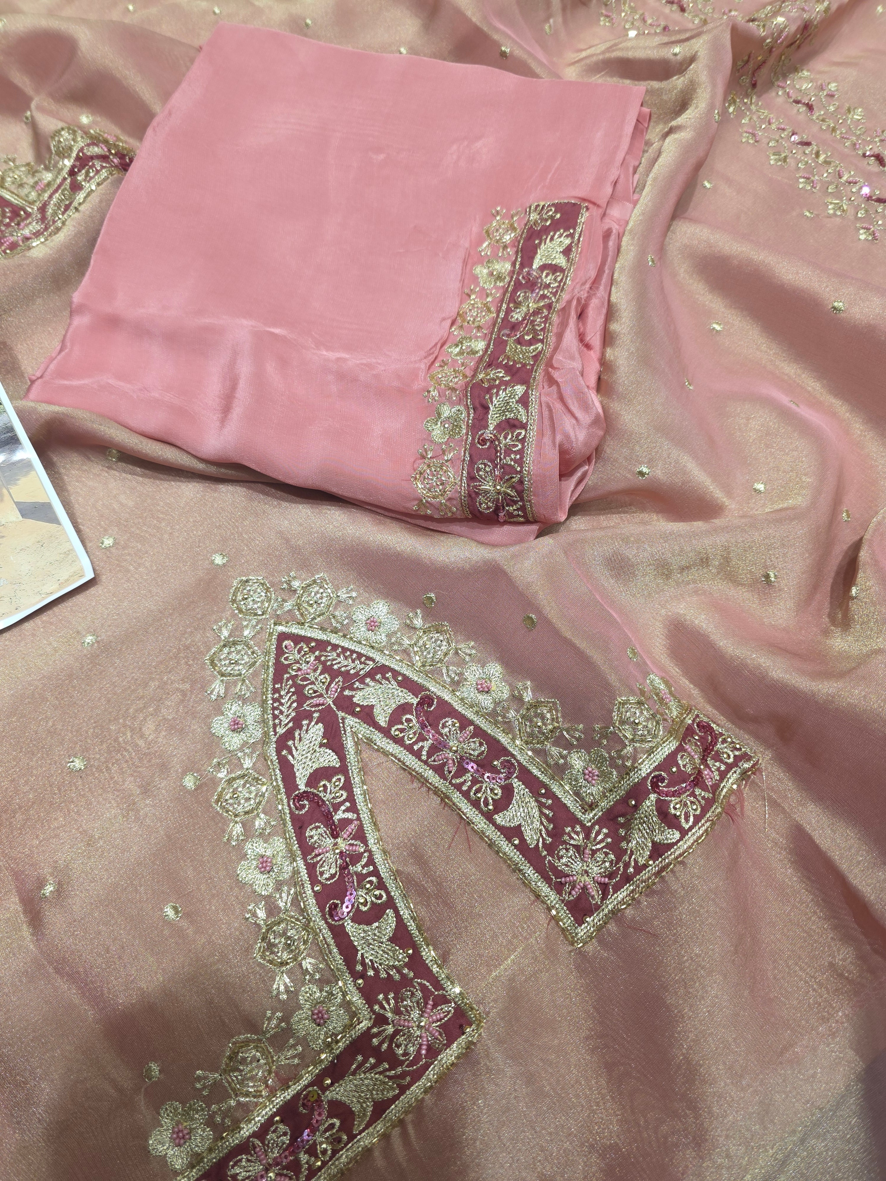 SALSA TISSUE BOUTIQUE HANDWORK ACHKAN STYLE UNSTITCHED SUIT