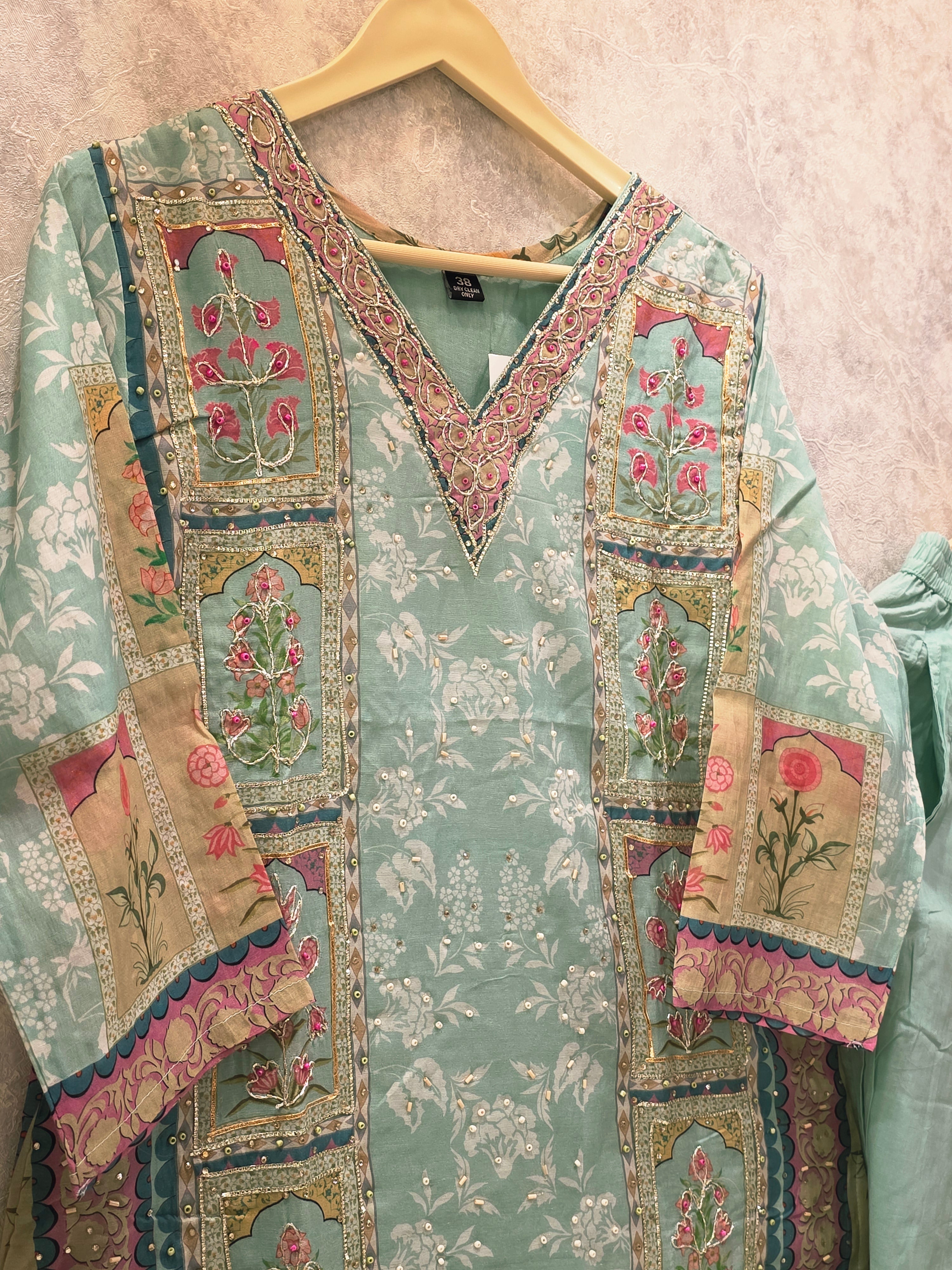 LIGHT SEA GREEN GOTA PATTI HANDWORK PLAZZO SUIT