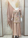 ROSE PINK EMBROIDERED SHIMMER PARTYWEAR SUIT