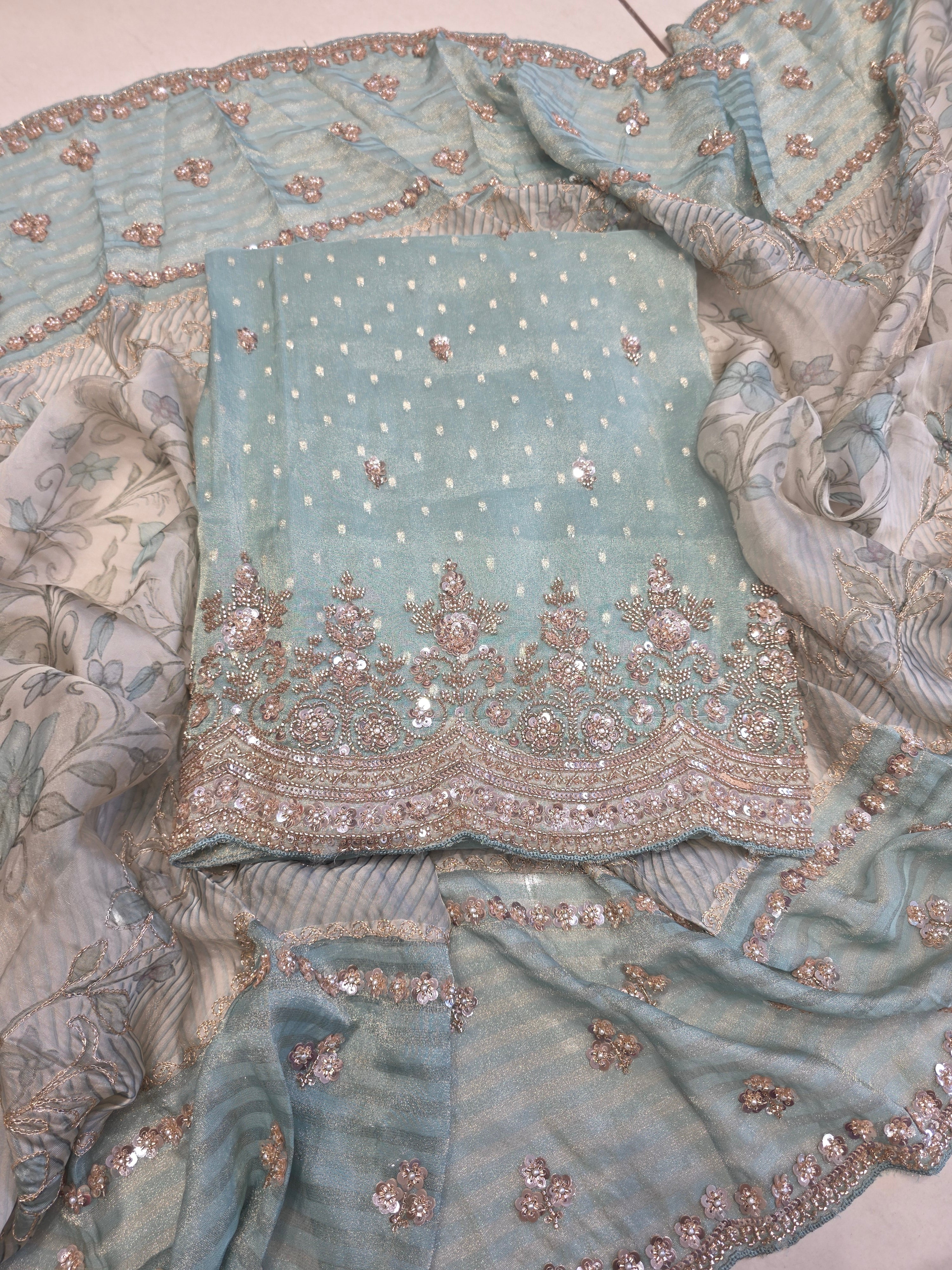 PASTEL HANDWORK HEAVY DUPPATTA UNSTITCHED SUIT