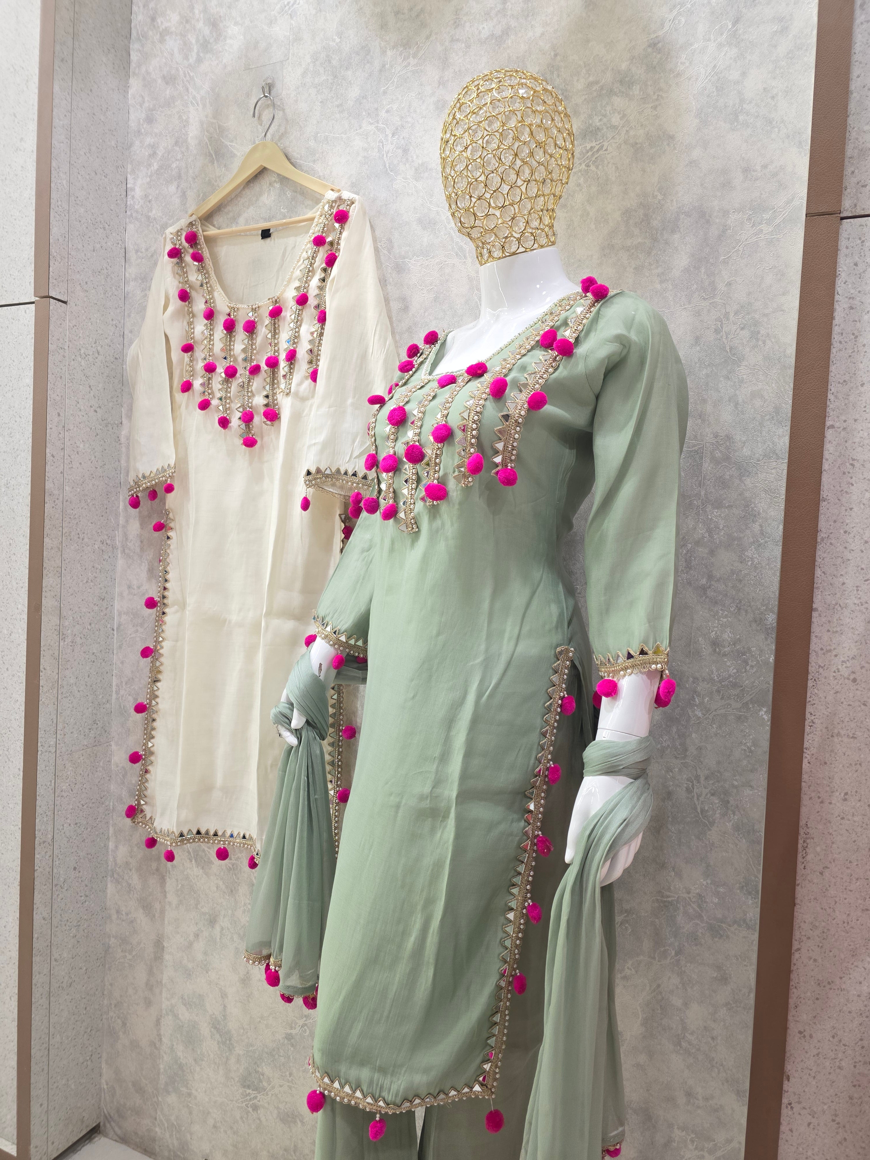 Pom - Pom Detail Plazzo Suit