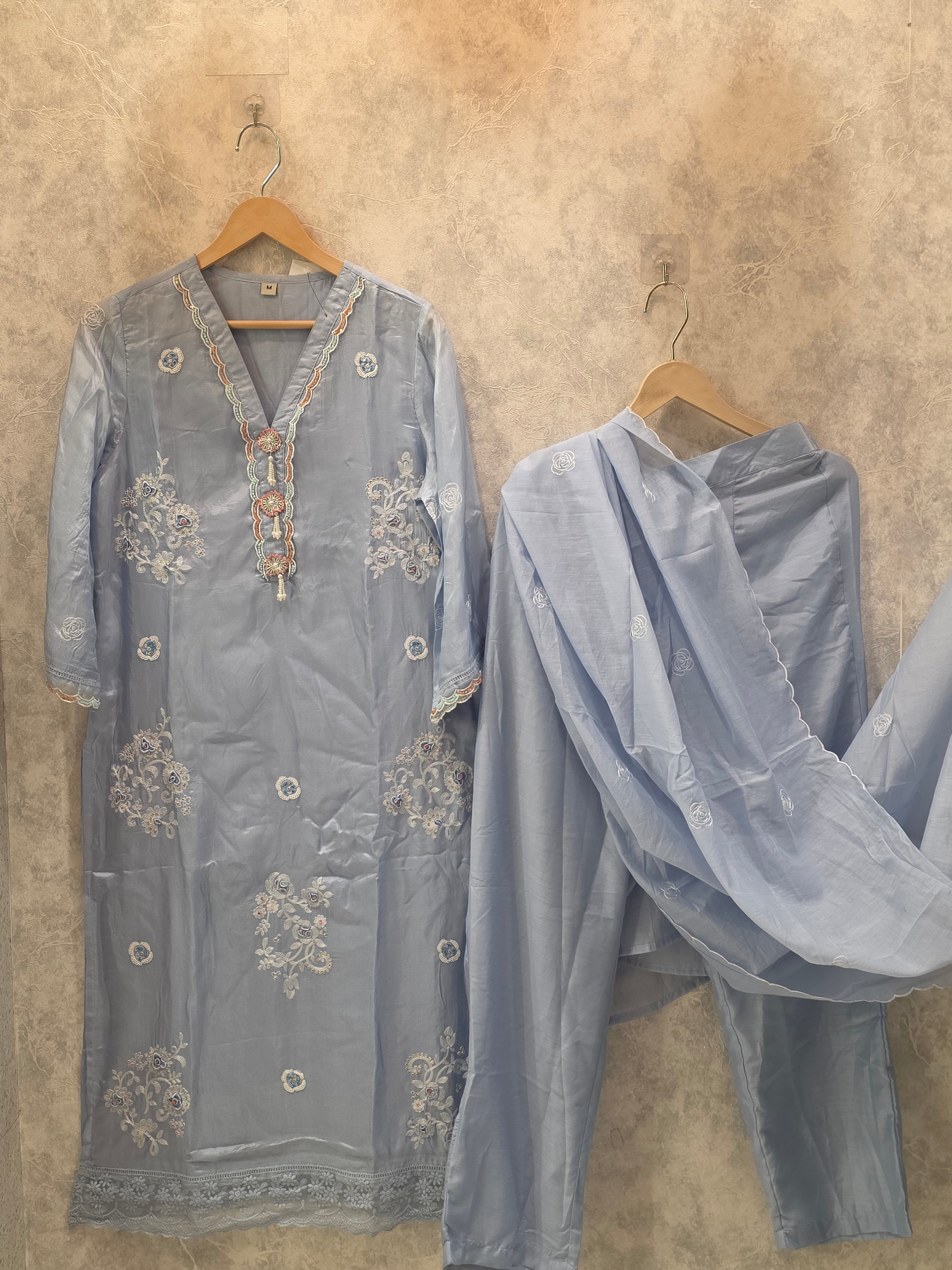 SOFT SILK EMBROIDERY PLAZZO SUIT