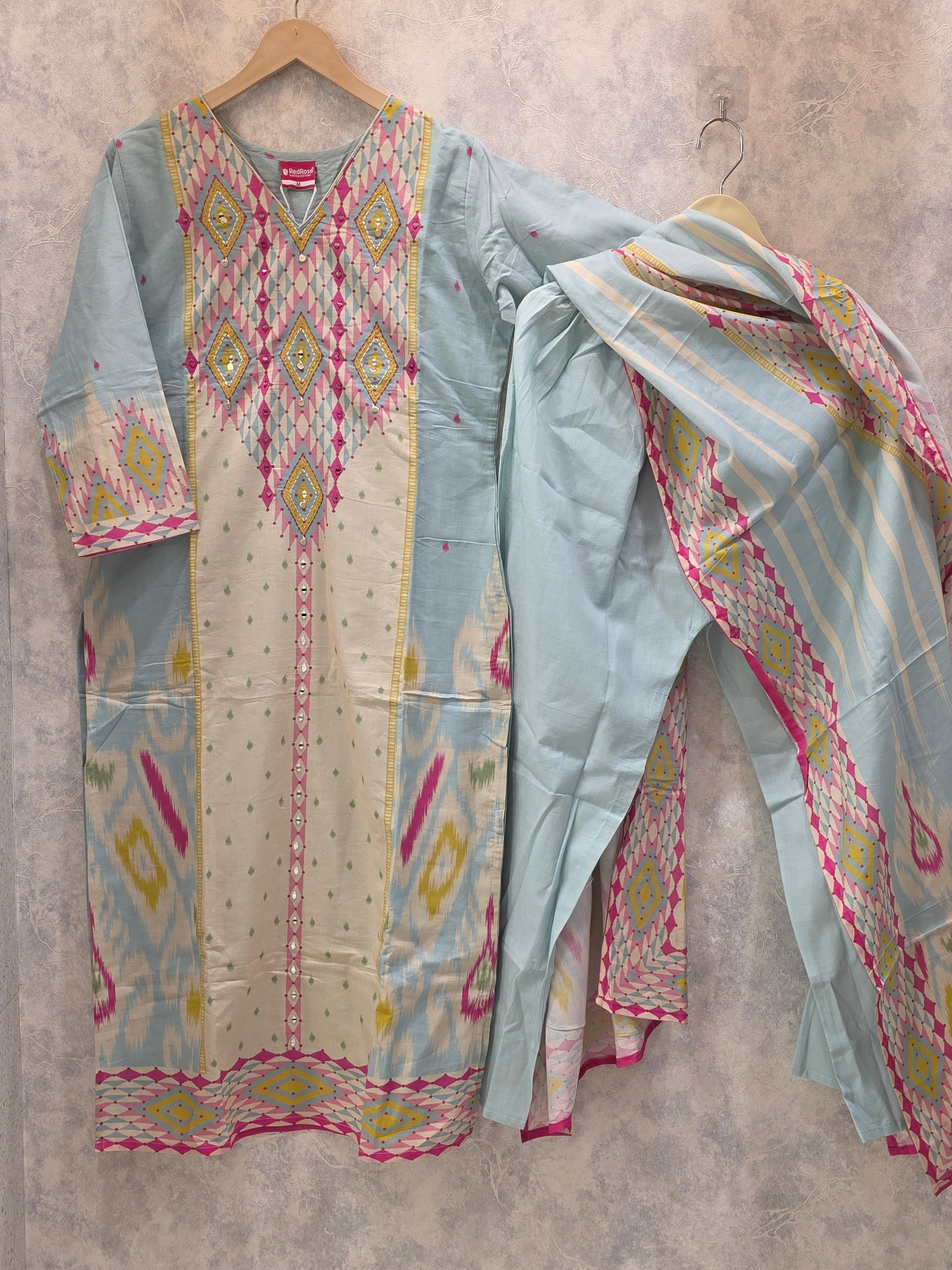 LIGHT EMBELLISHED CAMBRIC COTTON PLAZZO SUIT