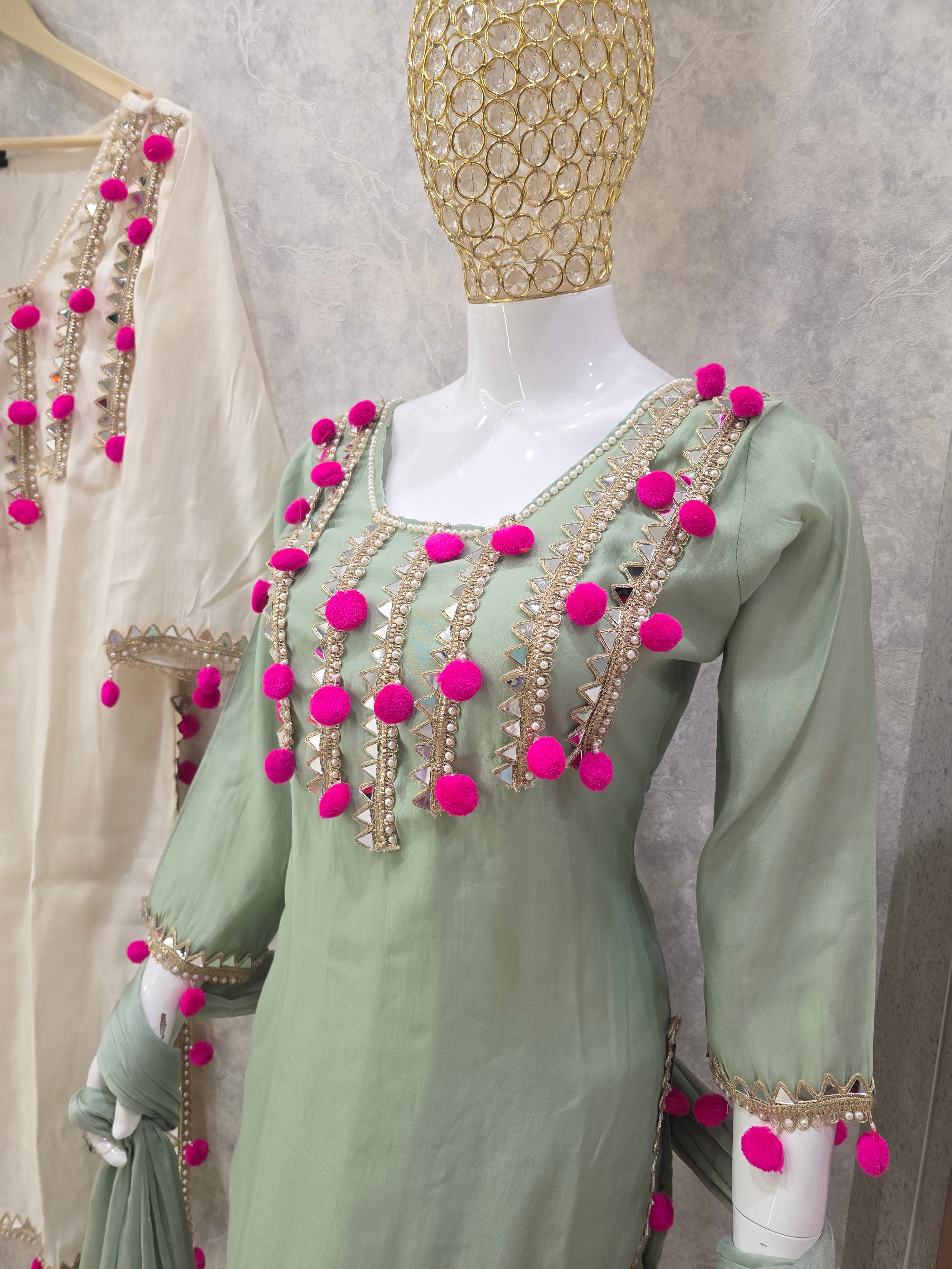 Pom - Pom Detail Plazzo Suit