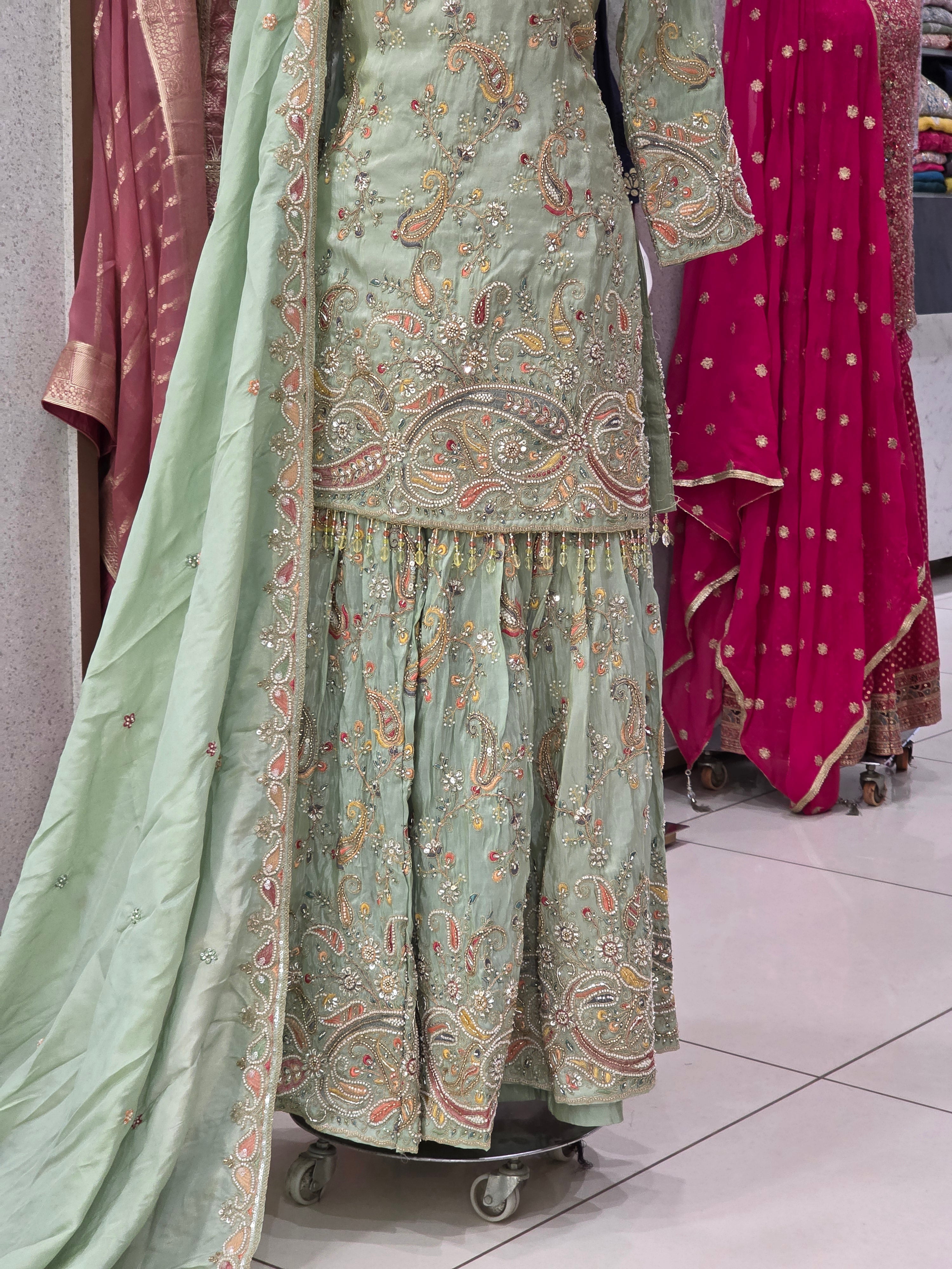 MINT GREEN HEAVY SHARARA
