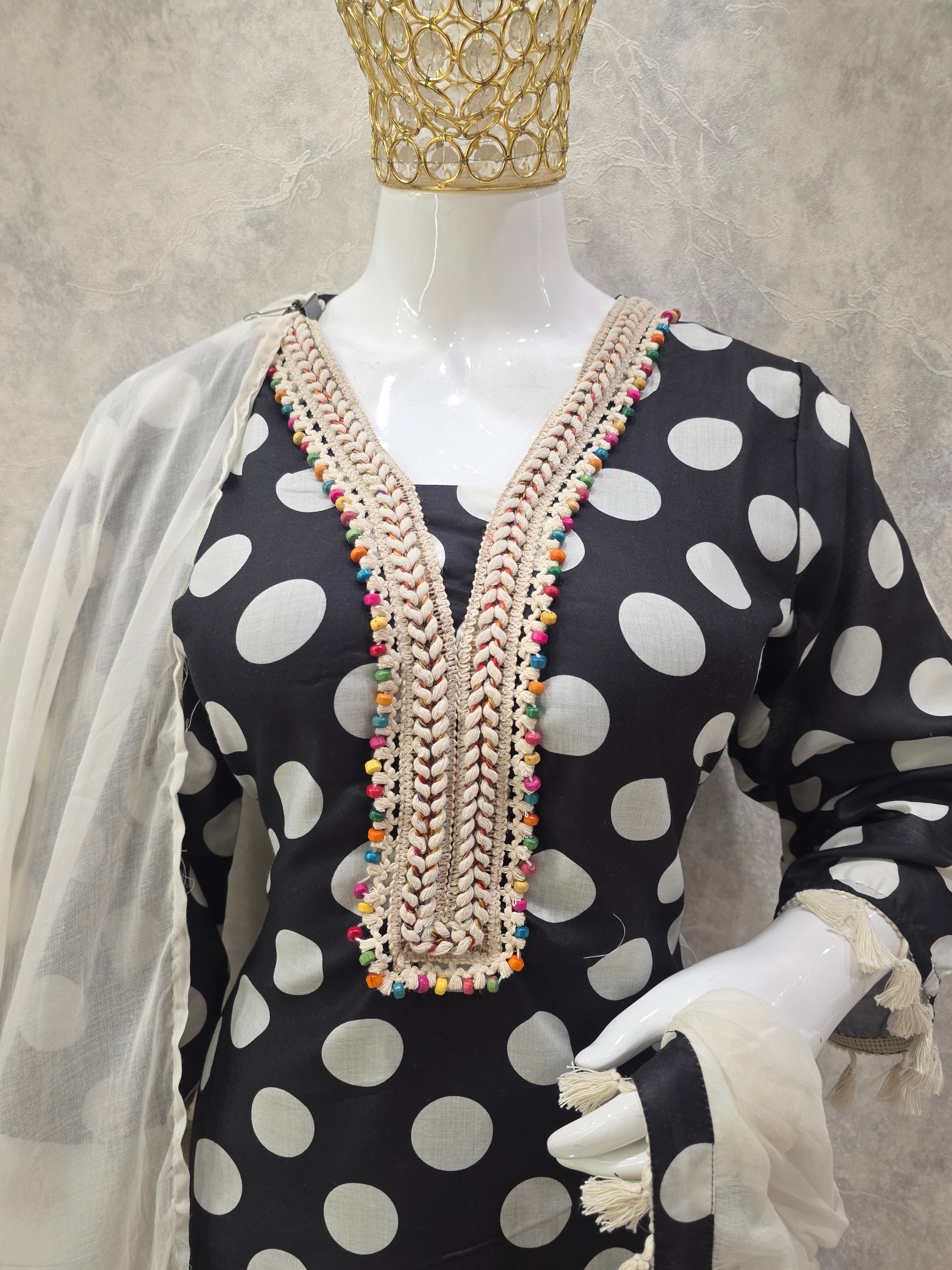 Polka Dot cotton Farshi Salwar Set