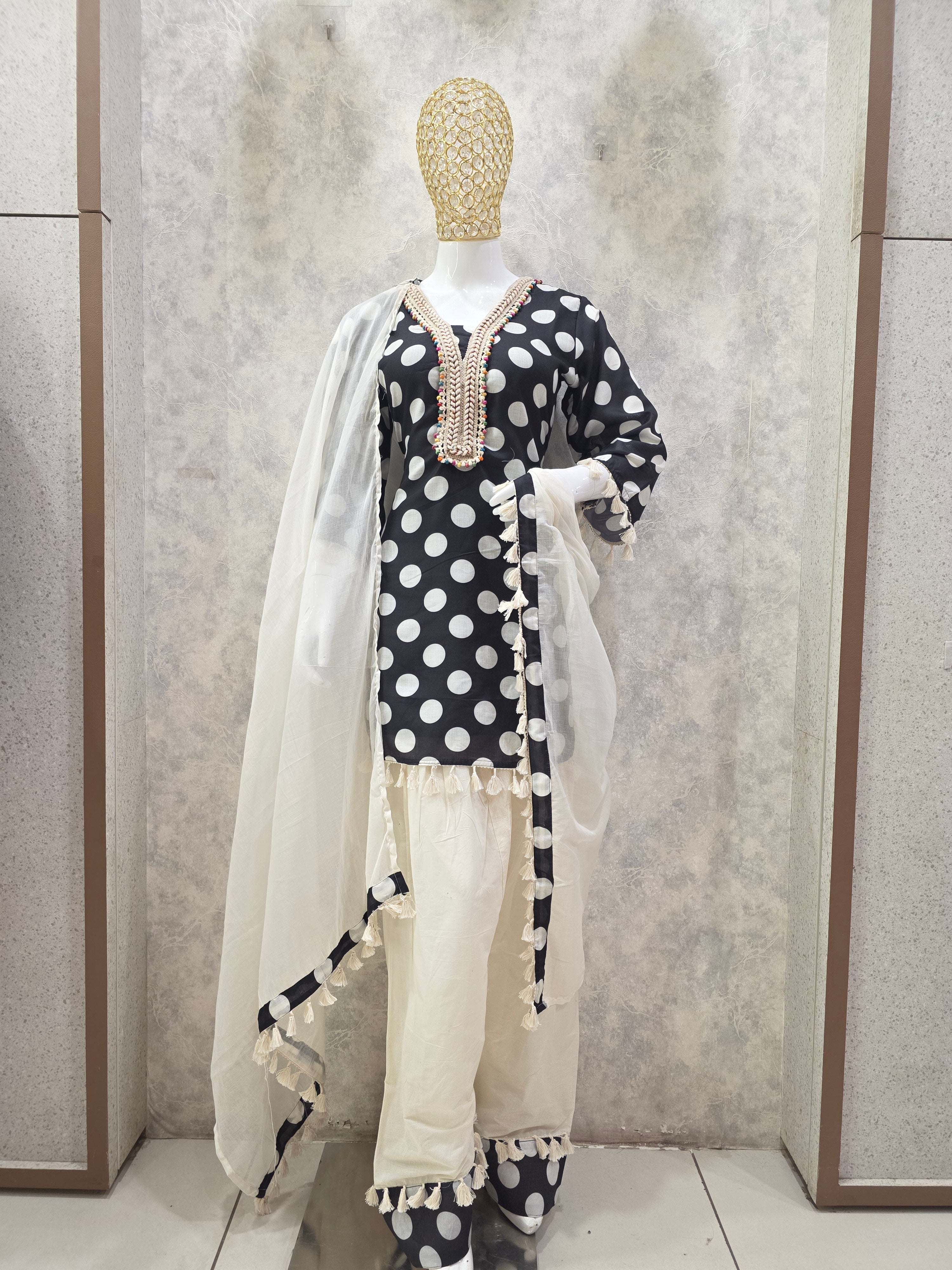 Polka Dot cotton Farshi Salwar Set