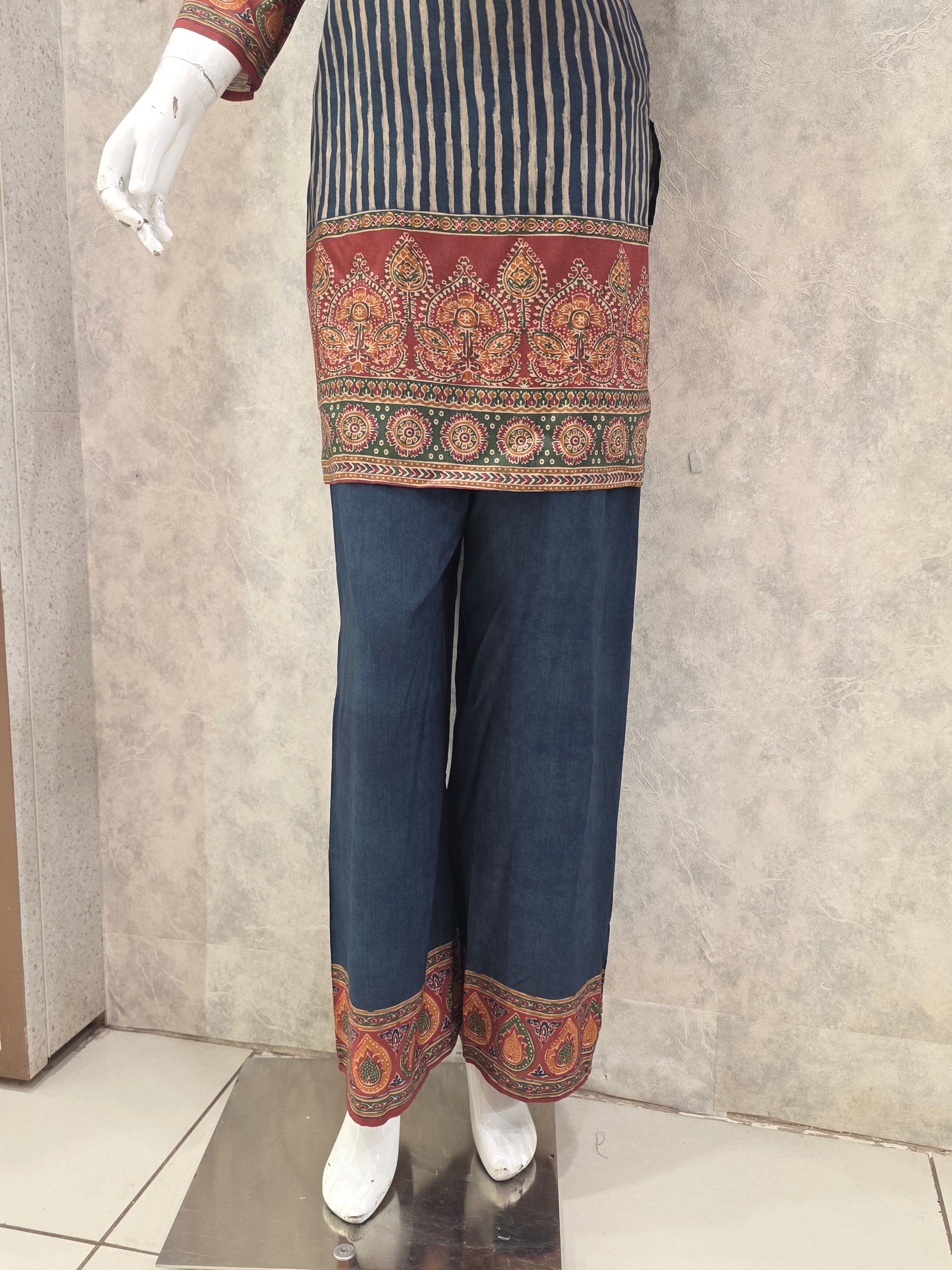 BLUE STRIPE PRINTED COTTON CO-ORD SET